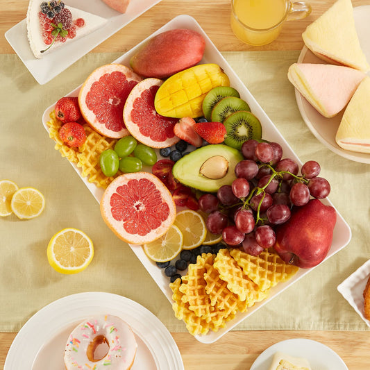 Lifewit Kunststoff Serviertablett, 36,7 x 24 cm, Großes Tablett, 6er-Set, BPA-frei, Wiederverwendbar, Servierplatte für Buffets, Feiern, Picknicks, Frühstück und Snacks, Weiß