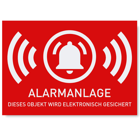 6 x Aufkleber Alarmgesichert (Klein - 5 x 3,5cm) - Schutz vor Einbruch in Auto und Wohnmobil - Aussenklebend - Alarm Sticker für mehr Sicherheit - Alarmanlage Aufkleber für außen - Geschlitzt