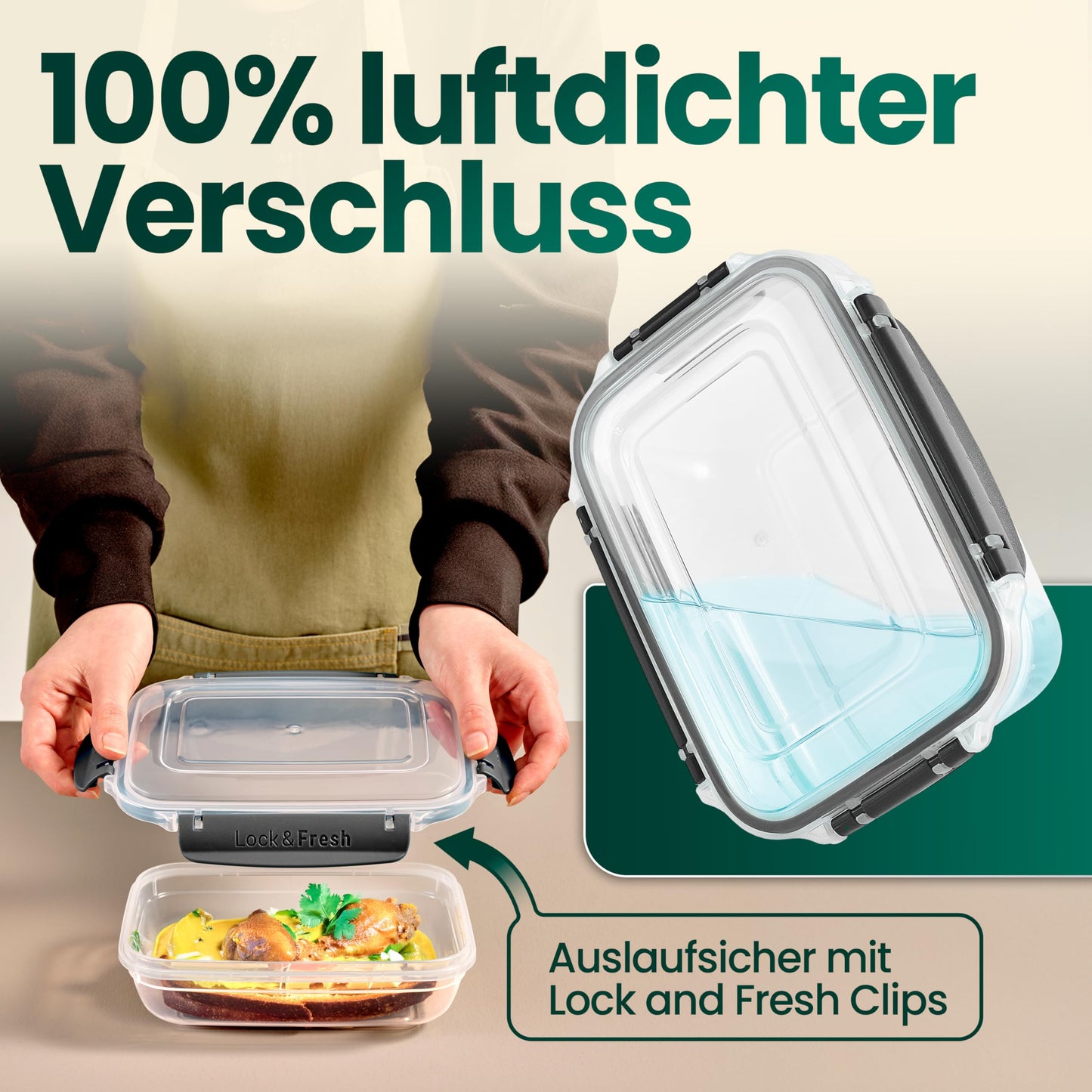 uandu Frischhaltedosen mit Deckel für Lebensmittel, 5er Tupperdosen Set, Vorratsdosen mit Deckel Luftdicht Set, Meal Prep Boxen, Mikrowellengeschirr mit Deckel und Gefriergeeignet, BPA frei Kunststoff