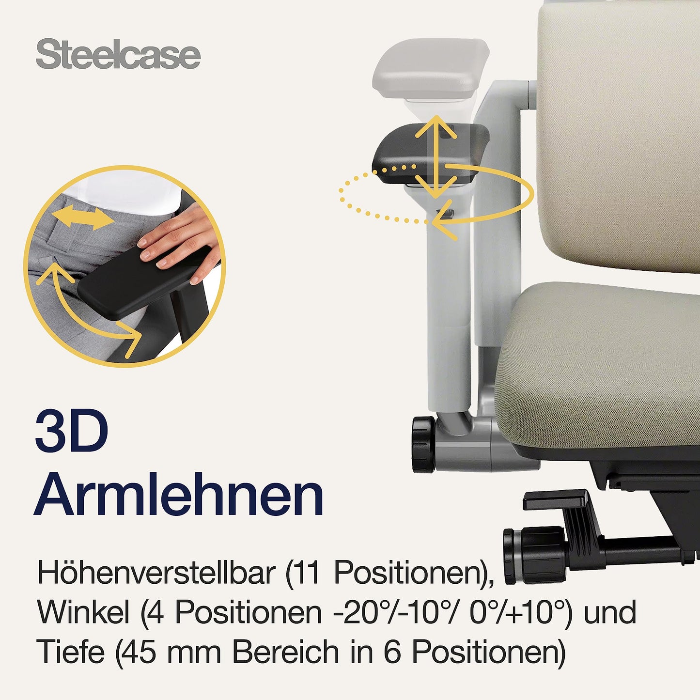 Steelcase Please Ergonomischer Bürodrehstuhl mit höhenverstellbarer Lumbalstütze für Unterstützung den ganzen Tag über, anpassbare Kopfstütze Trüffel