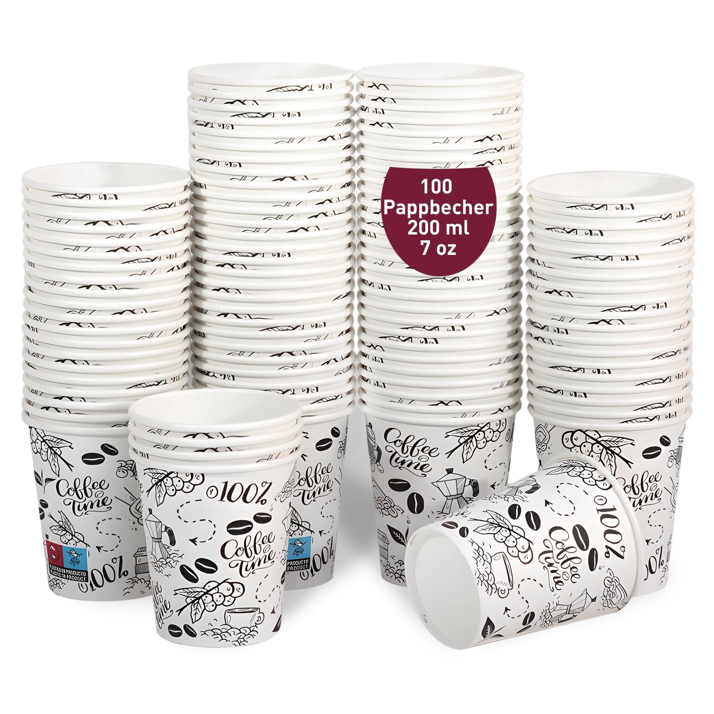 gobecups 100 Weiße Pappbecher 200 ml / 7 oz für Kaffee und Mehr, kaffeebecher pappe, kaffebecher, kaffeebecher einweg