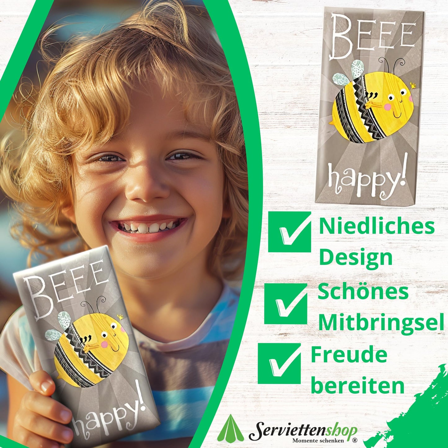20 Taschentücher bedruckt (2 Packungen mit 10 Taschentücher) Packung mit Taschentuch Biene bedruckt Beee happy für Kinder und Erwachsene Papiertaschentücher Einweg wiederverschliessbar