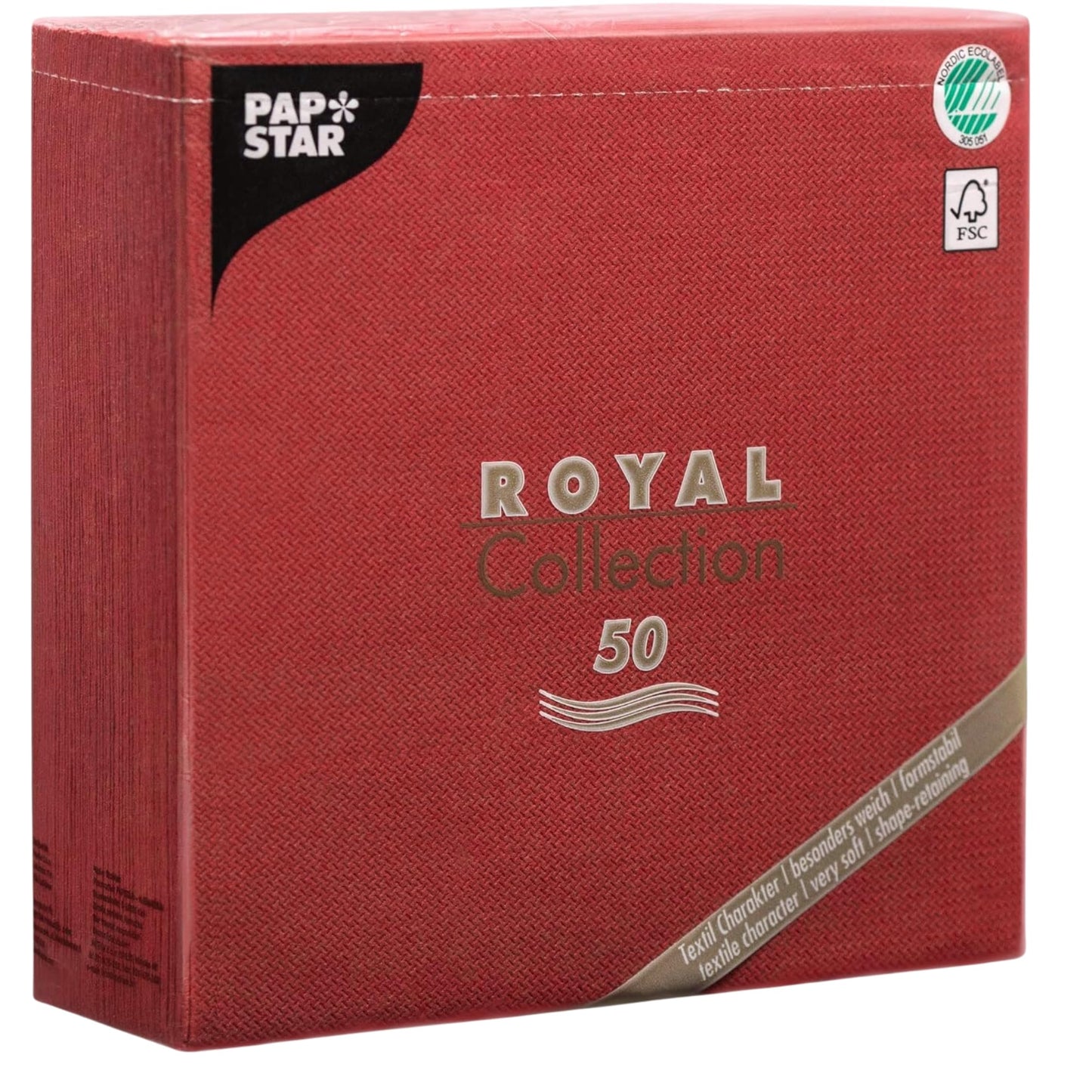 Papstar 11608 50 Servietten "Royal Collection" 1/4-Falz 40 x 40 cm, bordeaux
