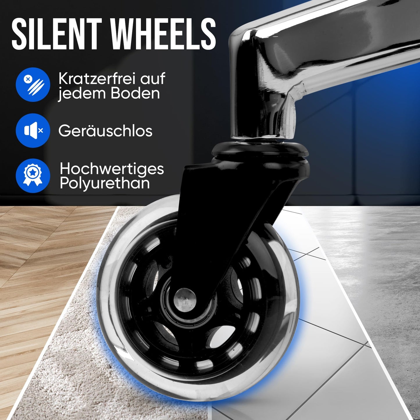 ELITESEATS Bürostuhl Ergonomisch Zertifiziert Schreibtischstuhl 4D Armlehnen | Büro Stuhl [Leise, Kratzerfreie Rollen] Home Office Chair 2D Lordosenstütze Ergonomischer Computerstuhl, Drehstuhl 150kg
