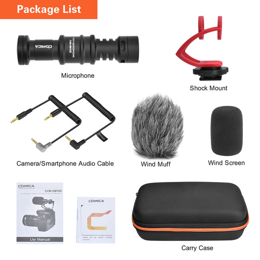 comica Kompaktes Kamera-Mikrofon CVM-VM10II Richtmikrofon mit Kondensator mit Wind Muff Mikrofon Cardioid Shotgun für DSLR-Kameras Canon, Nikon, Fuji, Sony, Panasonic, Smartphones usw. (rot)
