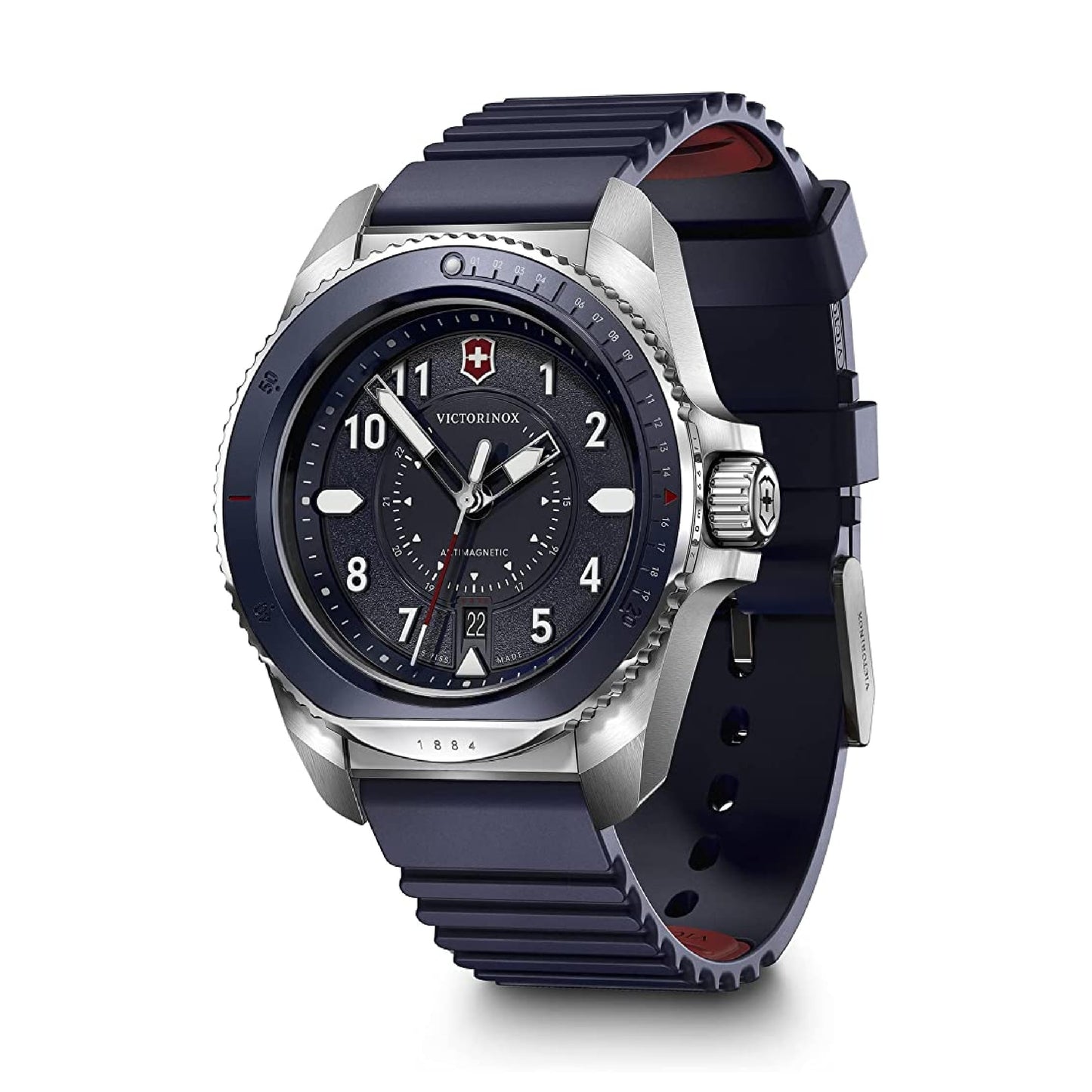 Victorinox Herren Armbanduhr Journey 1884 Ø 43 mm, Swiss Made, Analog Quarz, Wasserdicht bis 200 m, Leder-Armband, Schwarz/Braun
