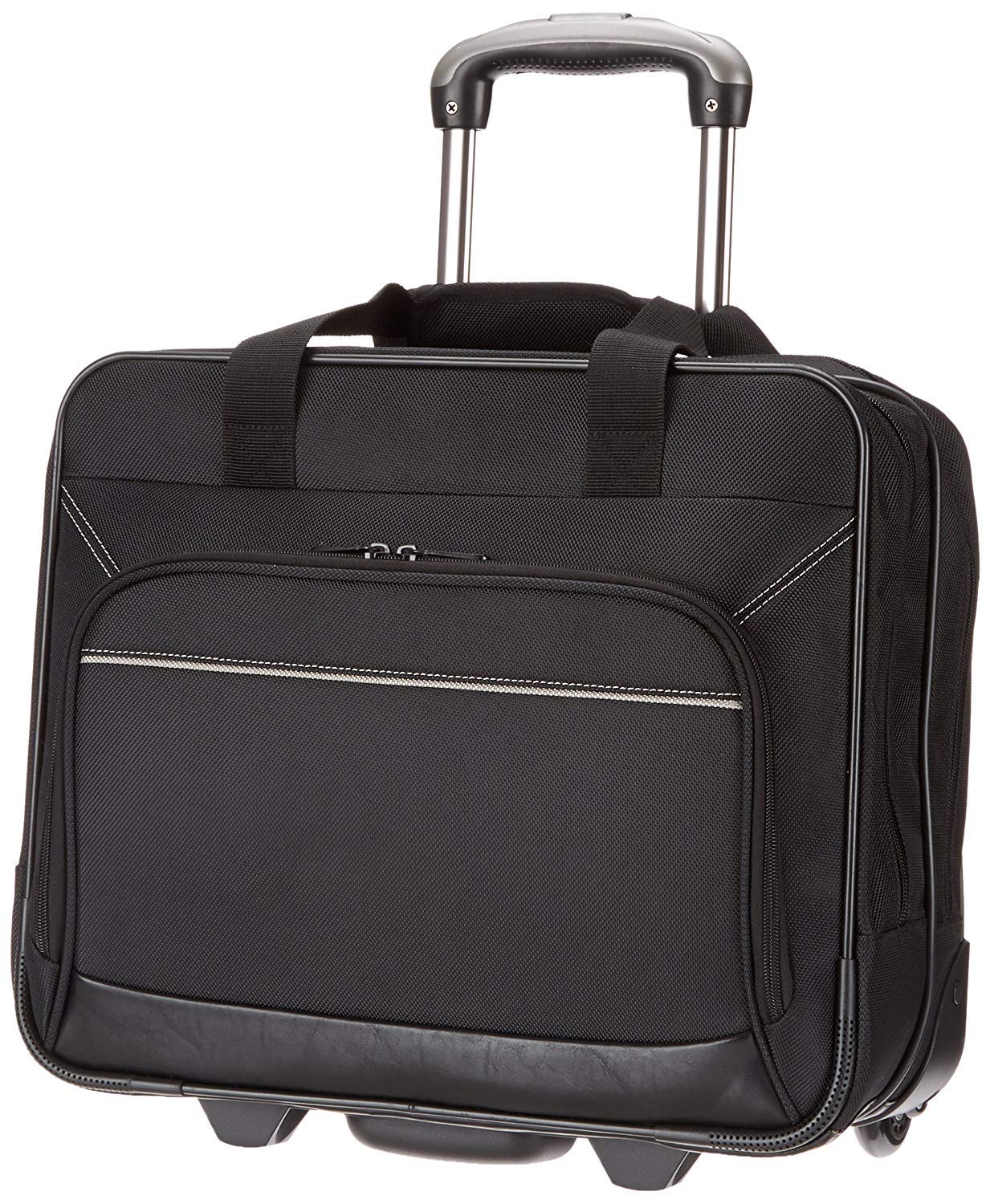Amazon Basics - Laptop-Trolley, mit schnell laufenden Rollen und leicht zugänglicher Vordertasche - geeignet für Laptops bis 15,6 Zoll (39,6 cm), Schwarz