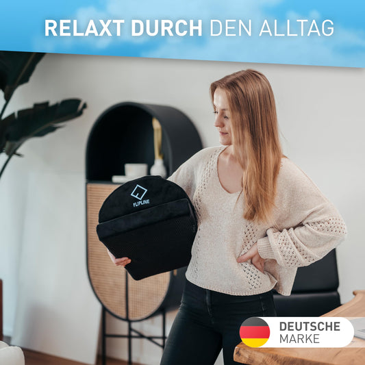 FLIPLINE Fußstütze Schreibtisch - [TEST SEHR GUT] - Höhenverstellbare Fußbank [rutschfest] - mit Flauschfaser Fußtasche - für Schreibtisch Büro Homeoffice Zubehör - Fußkissen Footrest Fußhocker