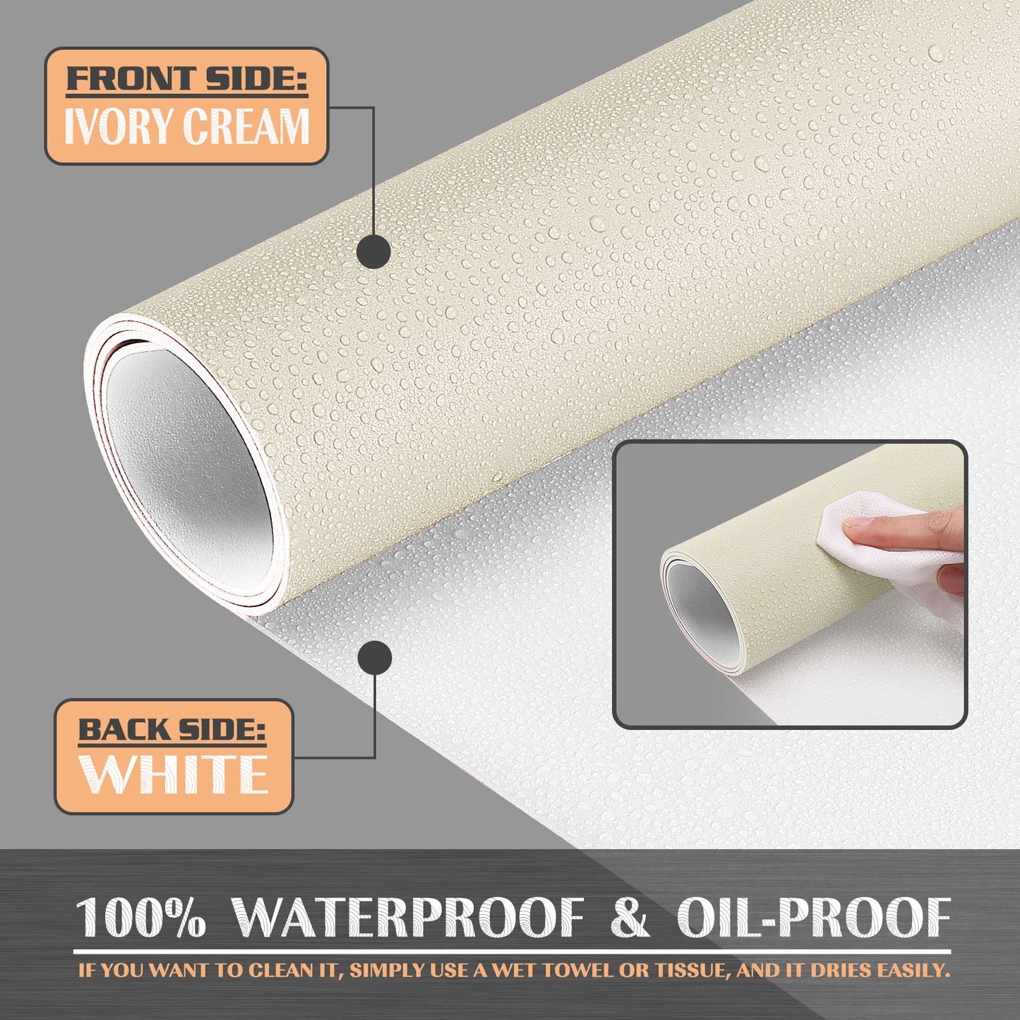 K KNODEL Tischunterlage, Schreibtischunterlage, 90 x 43cm PVC Tischunterlage, Laptop Tischunterlage, wasserdichte Schreibunterlage für Büro- oder Heimbereich, doppelseitig (Elfenbein Creme/Weiß)
