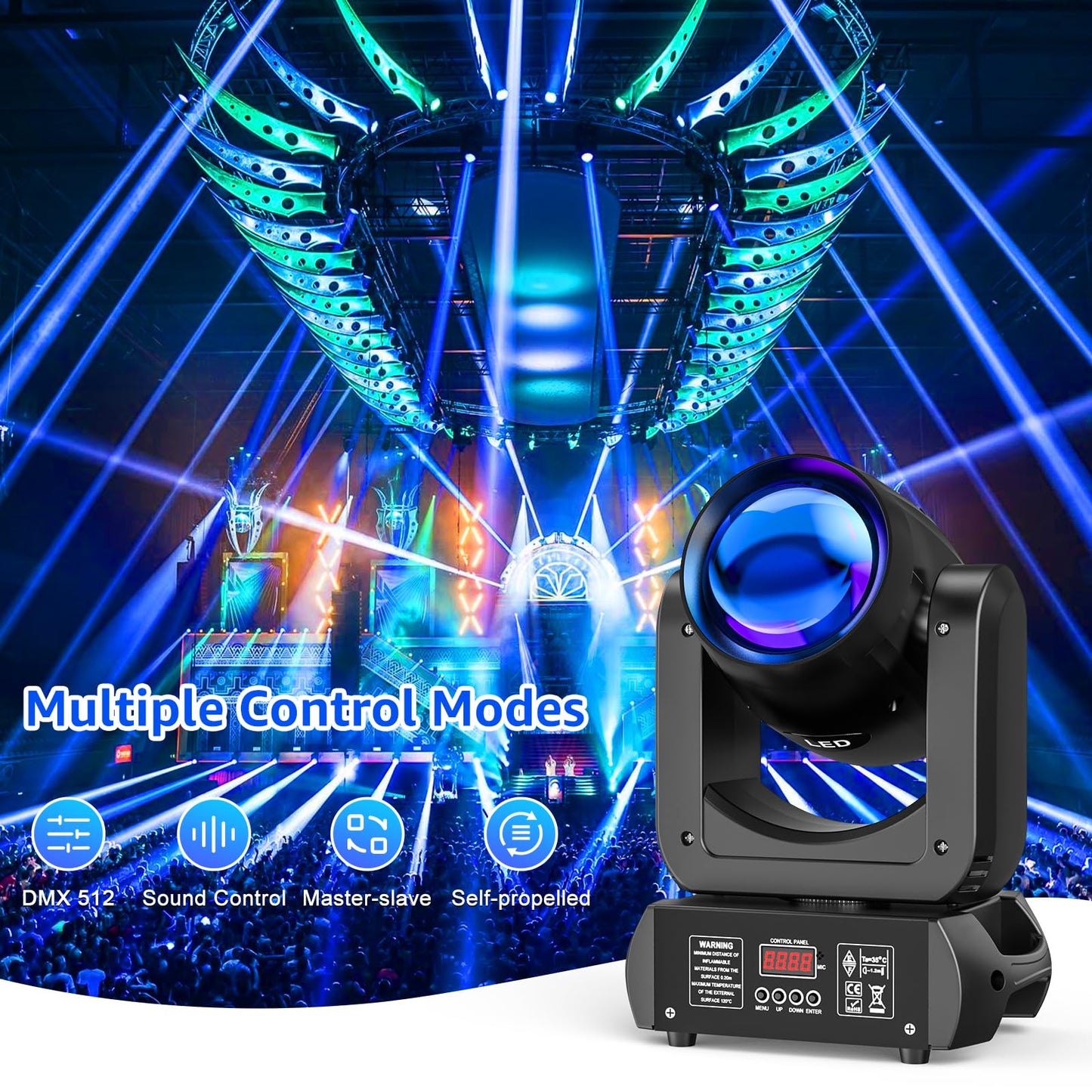 150W Moving Head LED DMX Bühnenlicht 8 GOBO Rotierender RGBW Spot Beam DJ Licht Ton aktiviert Scheinwerfer für Weihnachten Disco Konzert Party Hochzeiten