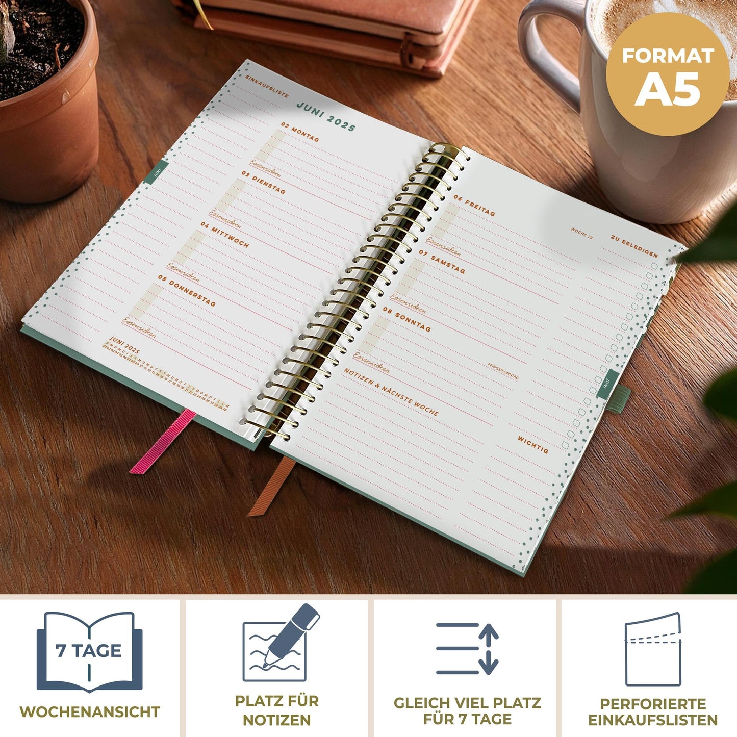 Boxclever Press Lebensplaner Kalender 2025 Buchkalender. Terminplaner 2025 A5 mit Einkaufslisten & Stickern. Kalender 2025 Familienplaner ab sofort nutzbar bis Dez’25. Planer 2025 für alle Ihre Pläne.