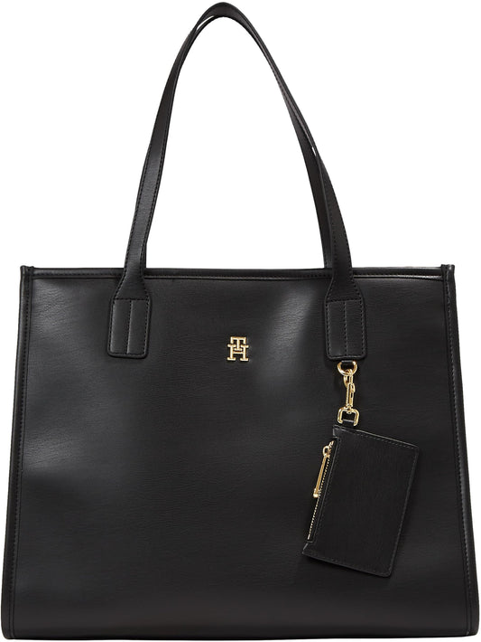 Tommy Hilfiger Damen Tote Bag Tasche City Tote Mittelgroß, Schwarz (Black), Onesize