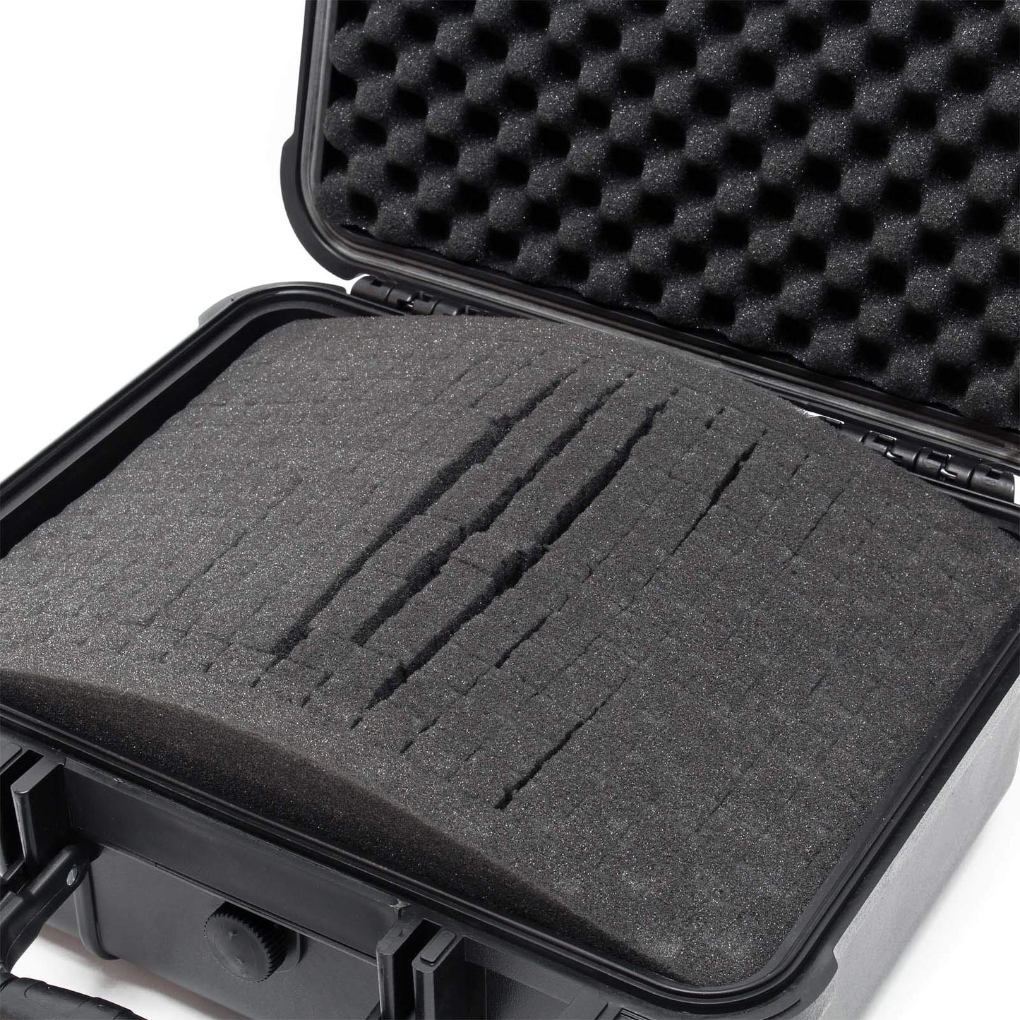 Wiltec Universalkoffer 35x29,5x15 cm schwarz, Schutzkoffer wasserdicht mit Druckausgleichsventil & anpassbaren Schaumstoffmatten