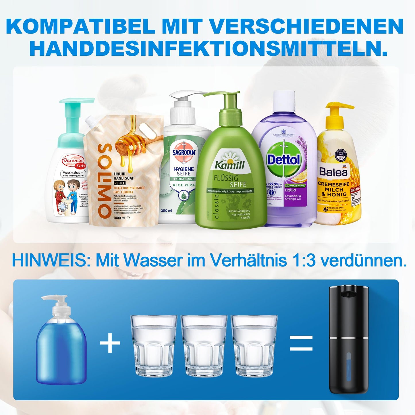 Fantictas Seifenspender Automatisch Wandbefestigung mit Sensor Infrarot,380ml Elektrischer Seifenspender ohne Bohren mit USB Wiederaufladbar,IPX5 Wasserdicht für Bad Toilette Küche