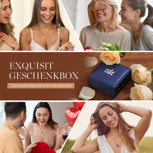 CDE Kette Damen Rosegold Herz Halskette für Frauen Schmuck mit Elegante Geschenkverpackung Valentinstags Geschenk für Sie Frau Freundin Mama Valentinstag/Party/Hochzeitstag/Jubiläum/Geburtstag