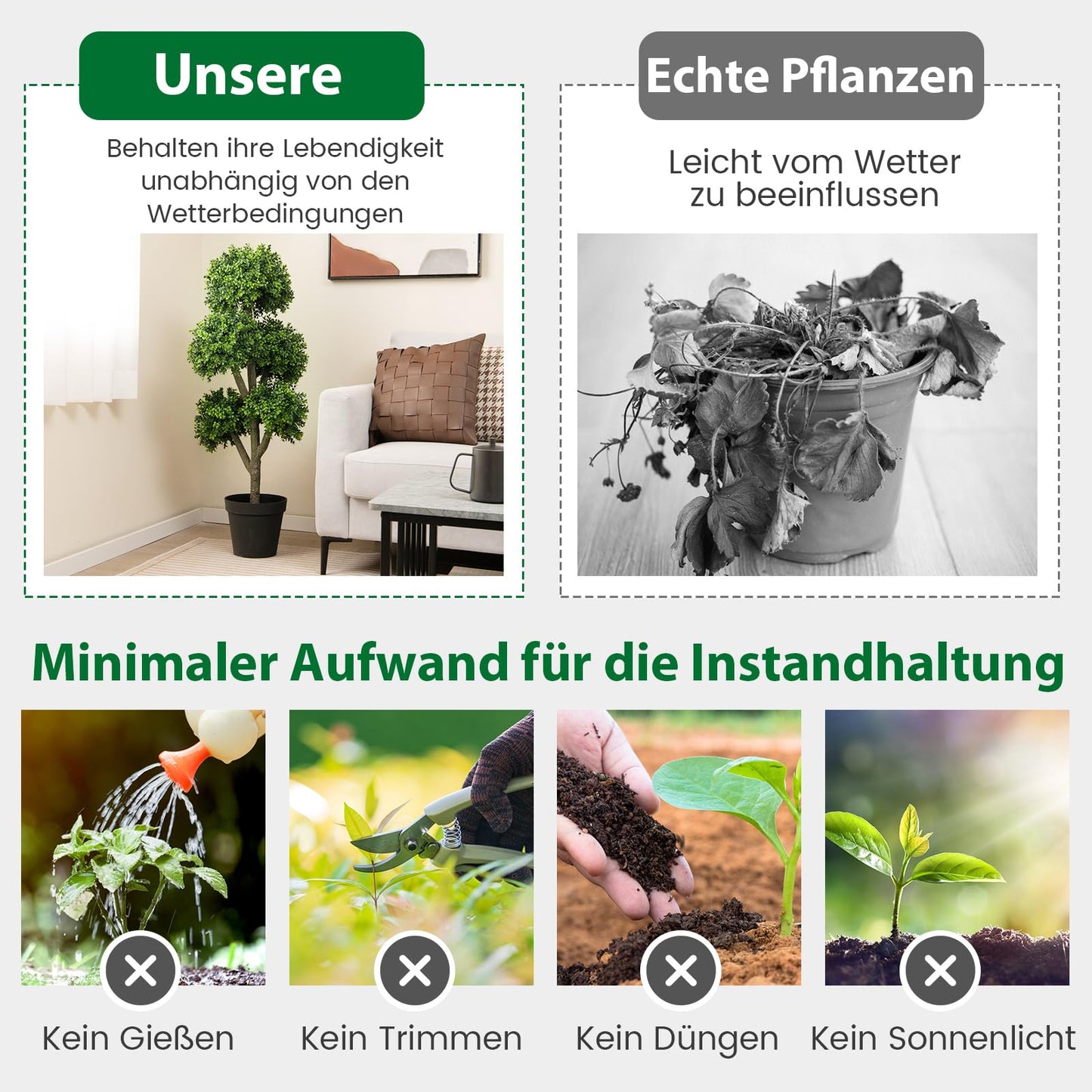 COSTWAY künstlicher Buchsbaum 115 cm, Kunstpflanze mit 5 Kugeln, Dekopflanze im Topf, Kugelbaum Grünpflanzen Kunstbaum, Zimmerpflanze Deko, für Zuhause Büro Garten Veranda, Grün