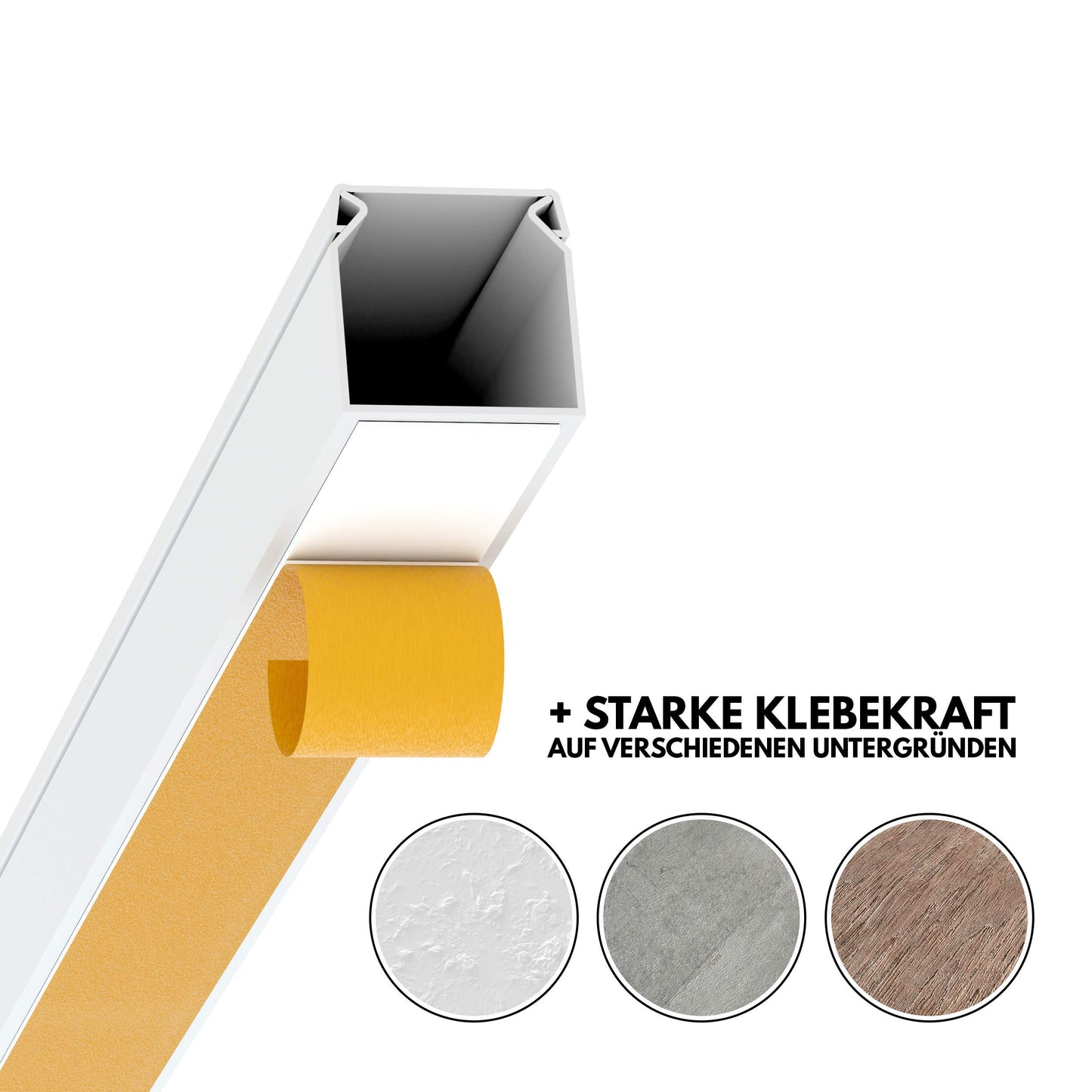 Kabelkanal Selbstklebend Weiss 1m (10 Stk. - 12x12mm klein) - 10m Kabelkanäle mit Schaumklebeband fertig für Montage an der Wand - 12x12mm