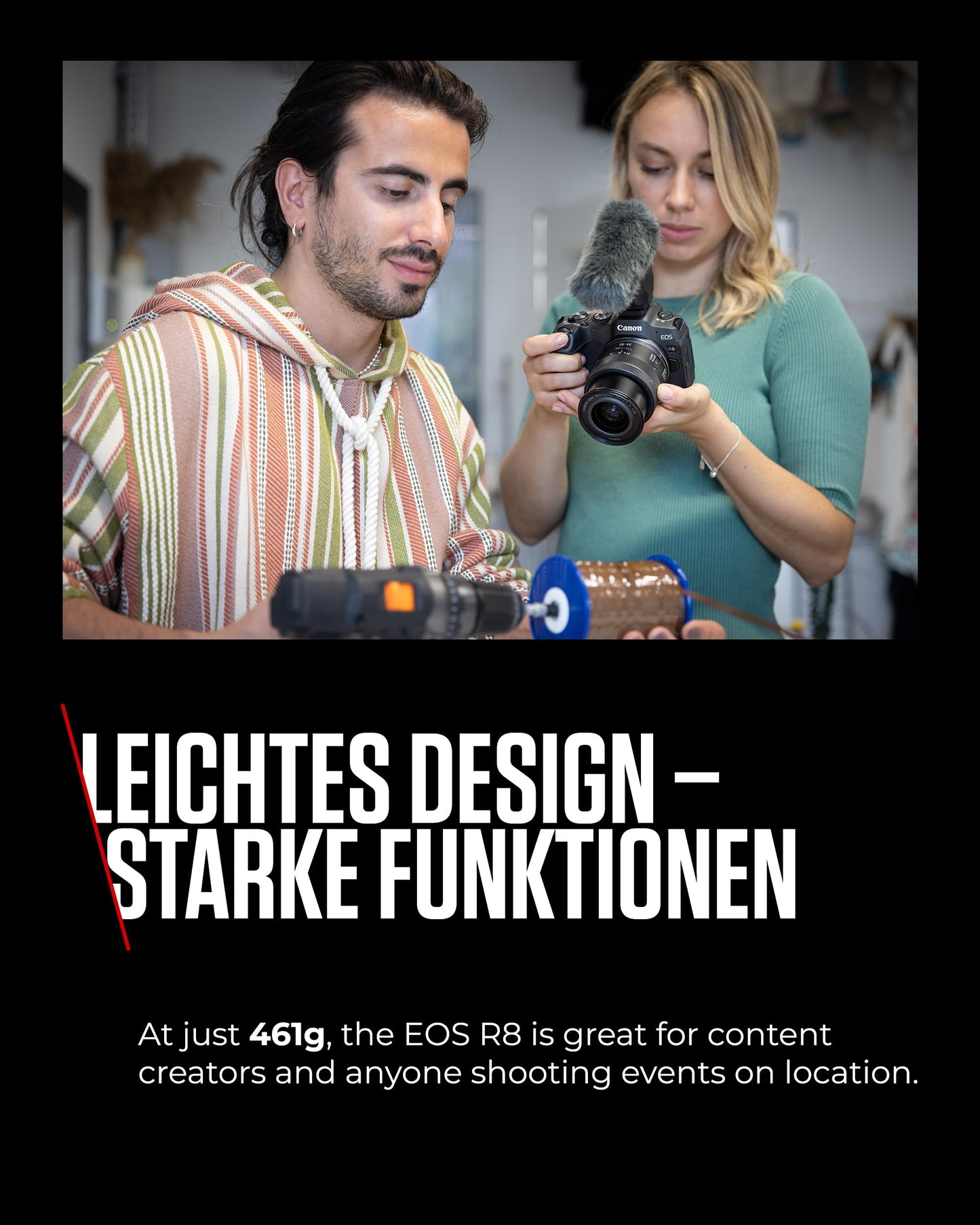 Canon EOS R8 Systemkamera - Spiegellose Vollformat Kamera (Digitalkamera mit Autofokus und Motiverkennung für Augen Tiere Fahrzeuge, 4k Videokamera, 40 Bilder pro Sekunde, WiFi, Touchscreen)