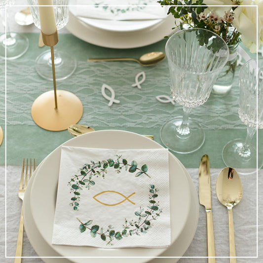 100%Mosel Vlies Tischläufer, in Eukalyptus Grün (30 cm x 25 m), dekoratives Tischband, edle Tischdeko für Geburtstage & Hochzeiten, Bunte Dekoration zu besonderen Anlässen