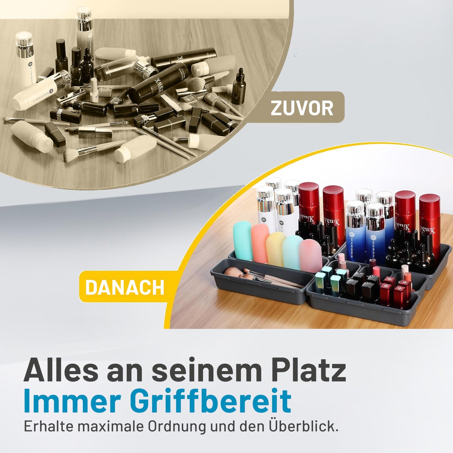 Optiwerk Schubladen Organizer, Pastellgrün, Organizer Schublade, Drawer Organizer, Make Up Organizer Schublade Schrank Organizer Bad, Badezimmer Organizer Box, Schminktisch Organizer, Ordnungsboxen