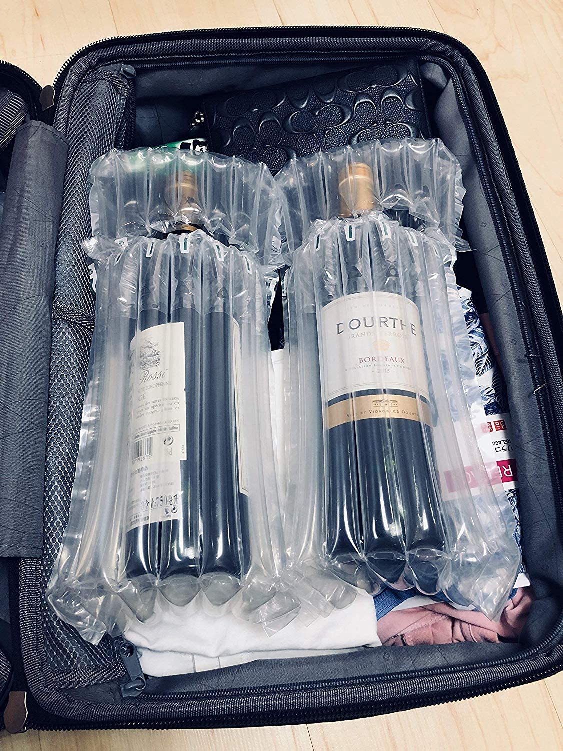 PIQIUQIU 10 Weinflaschen-Schutzvorrichtungen und aufblasbare Luftsäulen Beutel für eine sichere Verpackung und einen sicheren Transport -mit Luftpumpe (Zufällige Farbe)