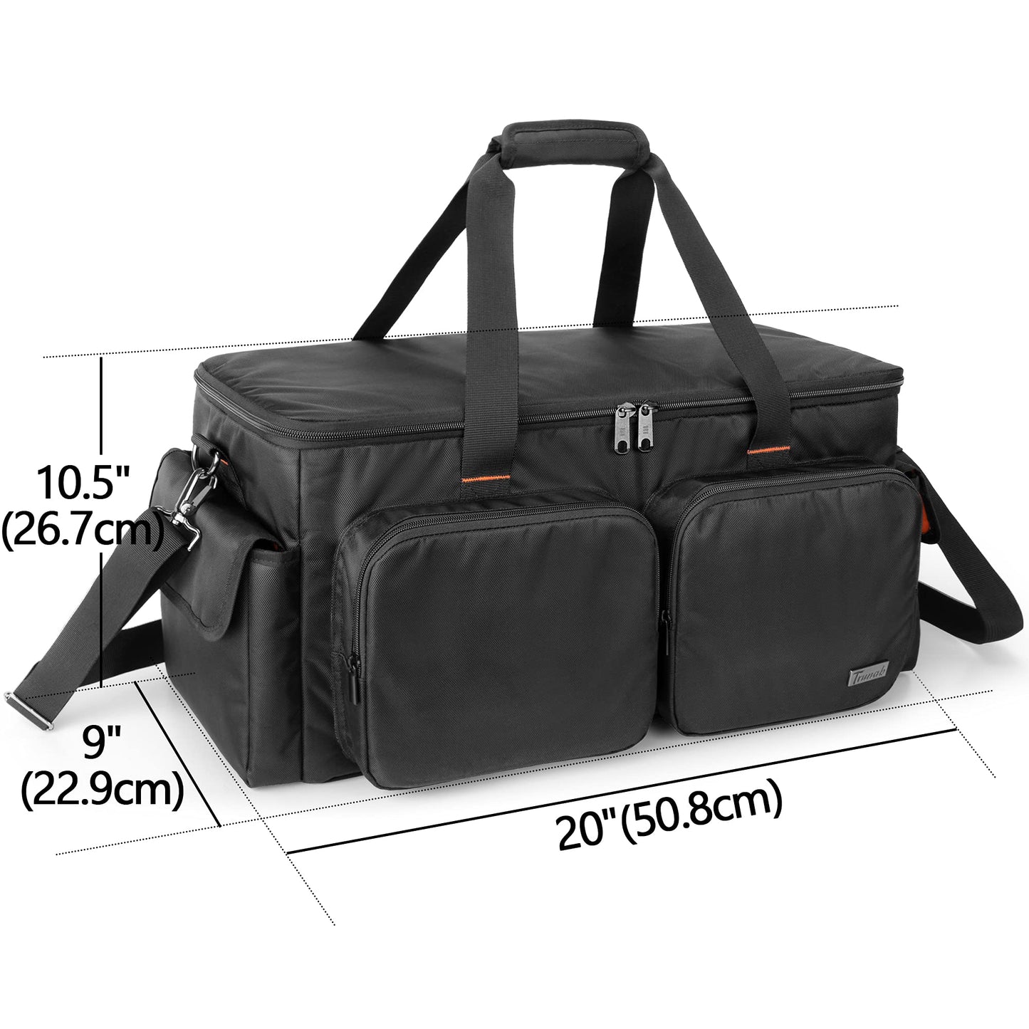 Trunab DJ Tasche, Kabel Organizer Tasche mit Abnehmbarem Gepolstertem Boden und 9 Trennwänden, Tragetasche Solide Große Kapazität für DJ-Equipment, Musikinstrumente und Zubehör