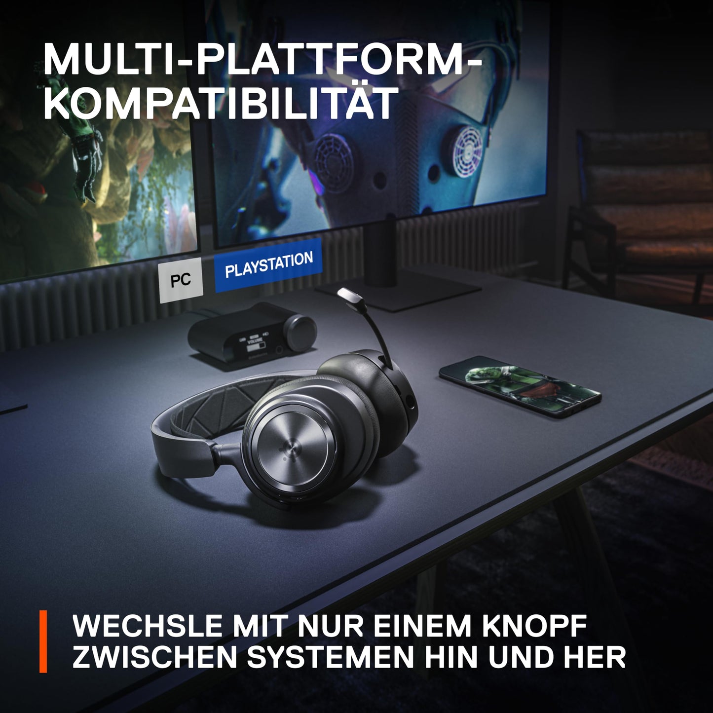 SteelSeries Arctis Nova Pro Wireless - Multi-System Gaming-Headset – Hi-Fi-Treiber – Active Noise Cancellation – Infinity Power System – PC, PS5, PS4, Switch, Smartphone