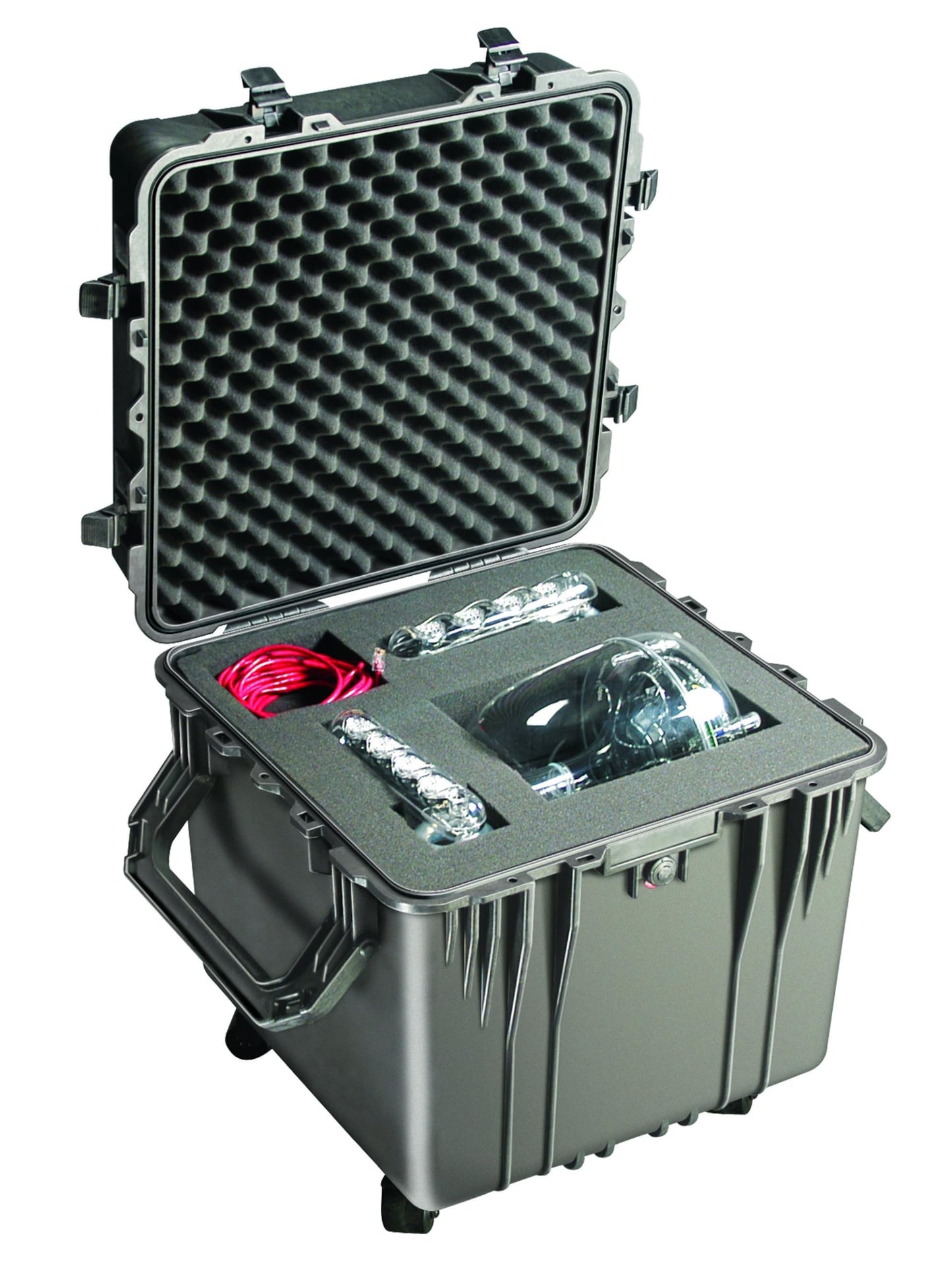 PELI 0350 Tiefer Protektor Kubus mit Extrabreiten Griffen, IP67 Wasserresistent, 131L Volumen, Ohne Schaum, Schwarz