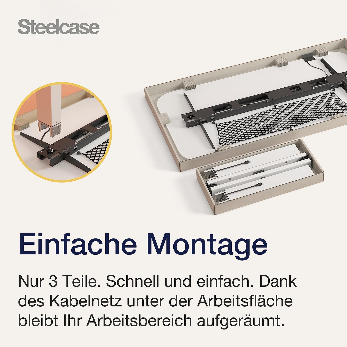 Steelcase Solo Elektromotorisch höhenverstellbarer Homeoffice-Schreibtisch, programmierbares Bedienpaneel, Antikollisionssensor, Kabelnetz, Tischplatte aus Linoleum Mauve, Gestell Messing Matt/Merlot