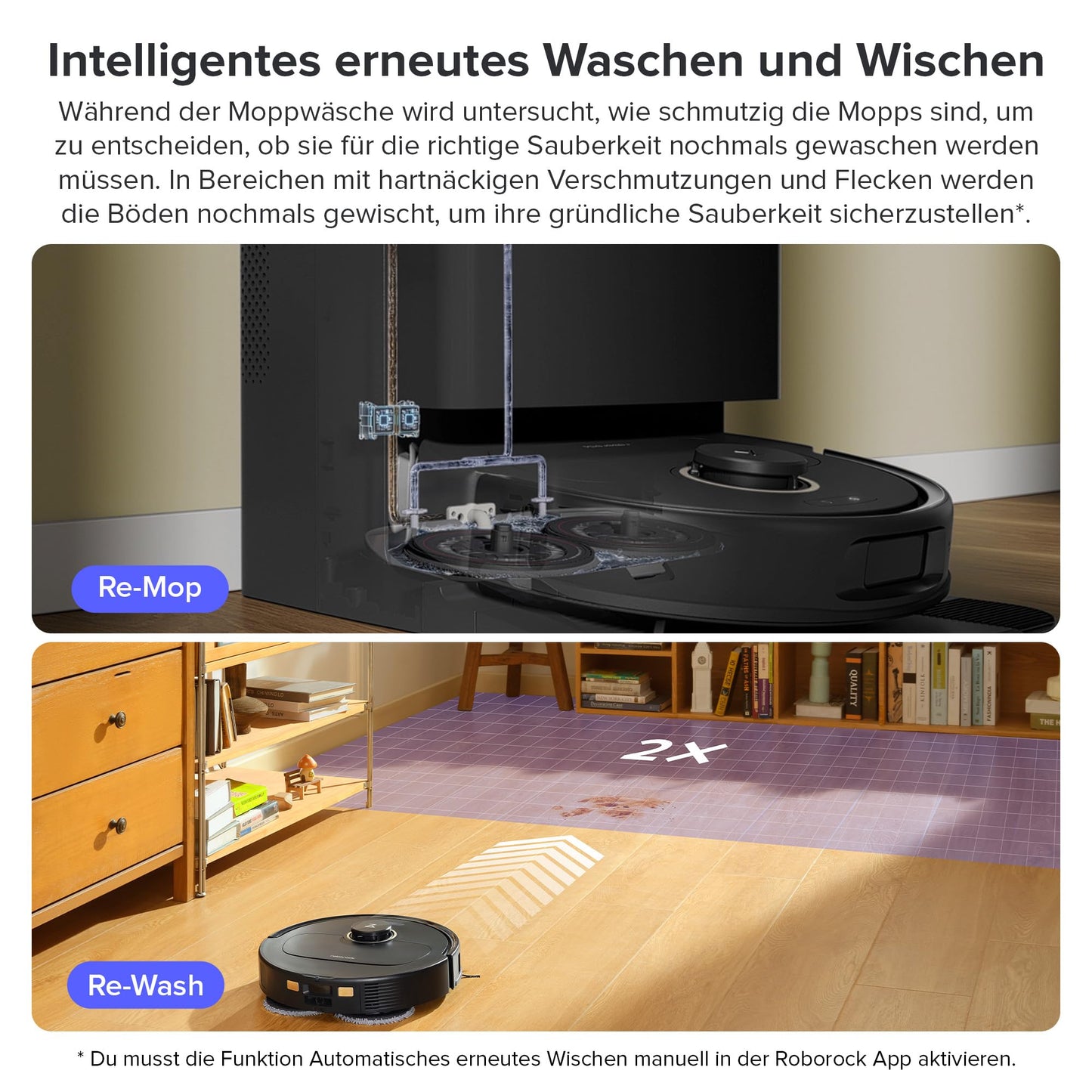 roborock Qrevo Pro Saugroboter mit Wischfunktion&Hebarem Wischmopp, FlexiArm Design™ Kantenreinigung, 7.000 Pa, 60 °C Heißwasser-Moppwäsche, Individuelle Teppichstrategie(Schwarz)