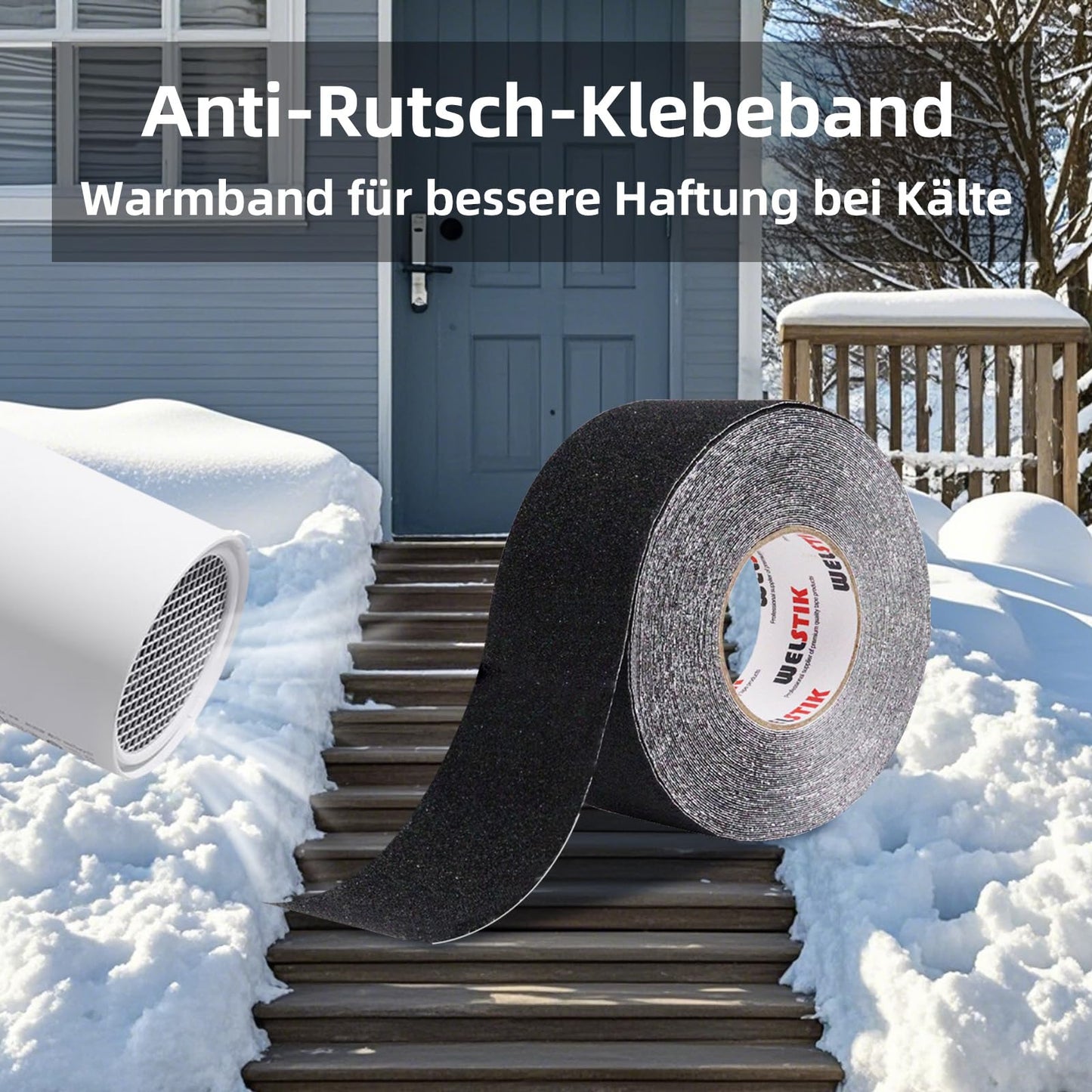 WELSTIK antirutsch Klebeband- Rutschfestes Klebeband Starke Klebstoffsicherheit für Innen- und Außenbereich 5cm x 5 m