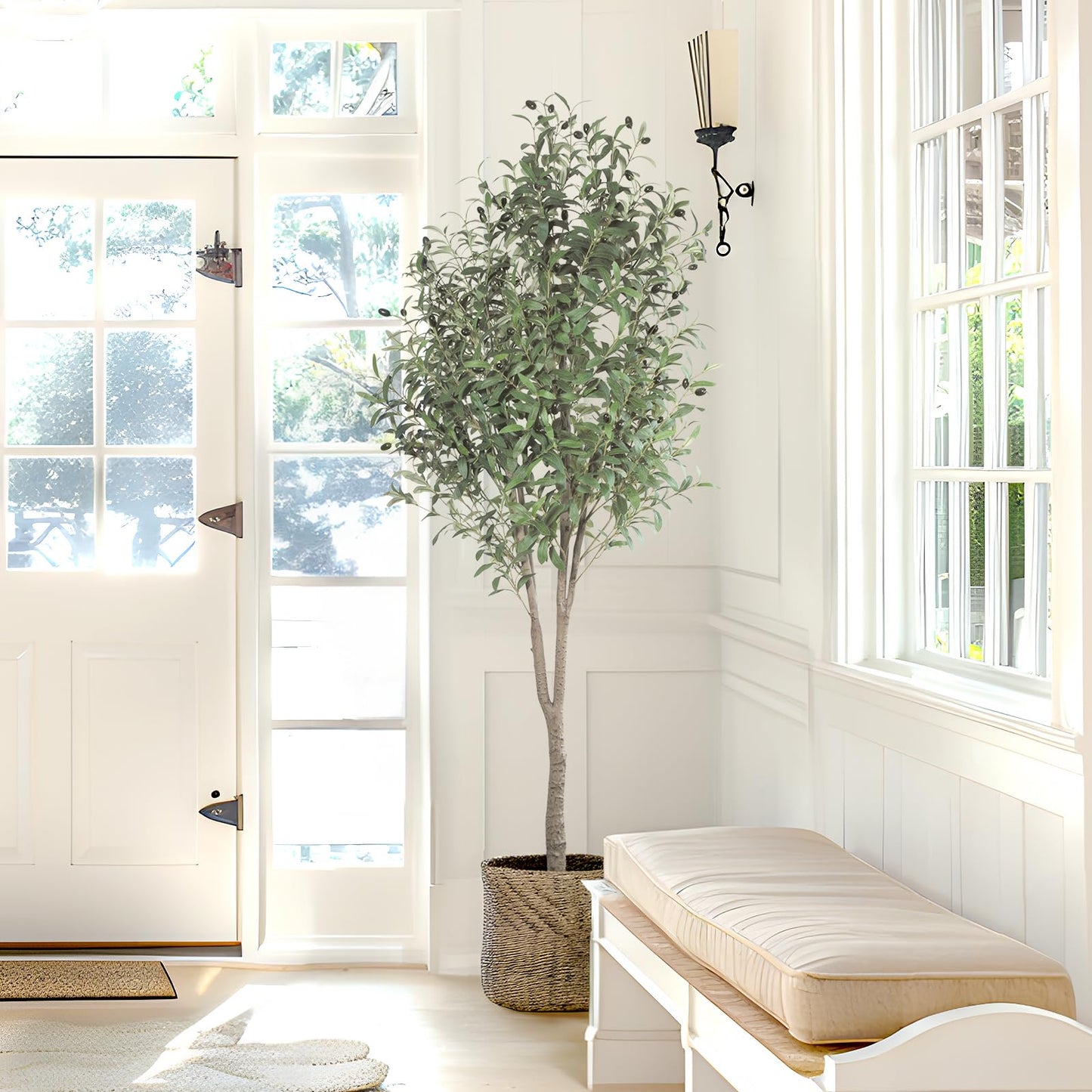 Oc'leaf Olivenbaum Künstlich - 180cm Künstliche Pflanzen Groß Olivenbaumpflanze, Künstlicher Olivenbaum im Topf, Olivenbaum Deko für Zuhause, Wohnzimmer, Schlafzimmer, Büro, Garten