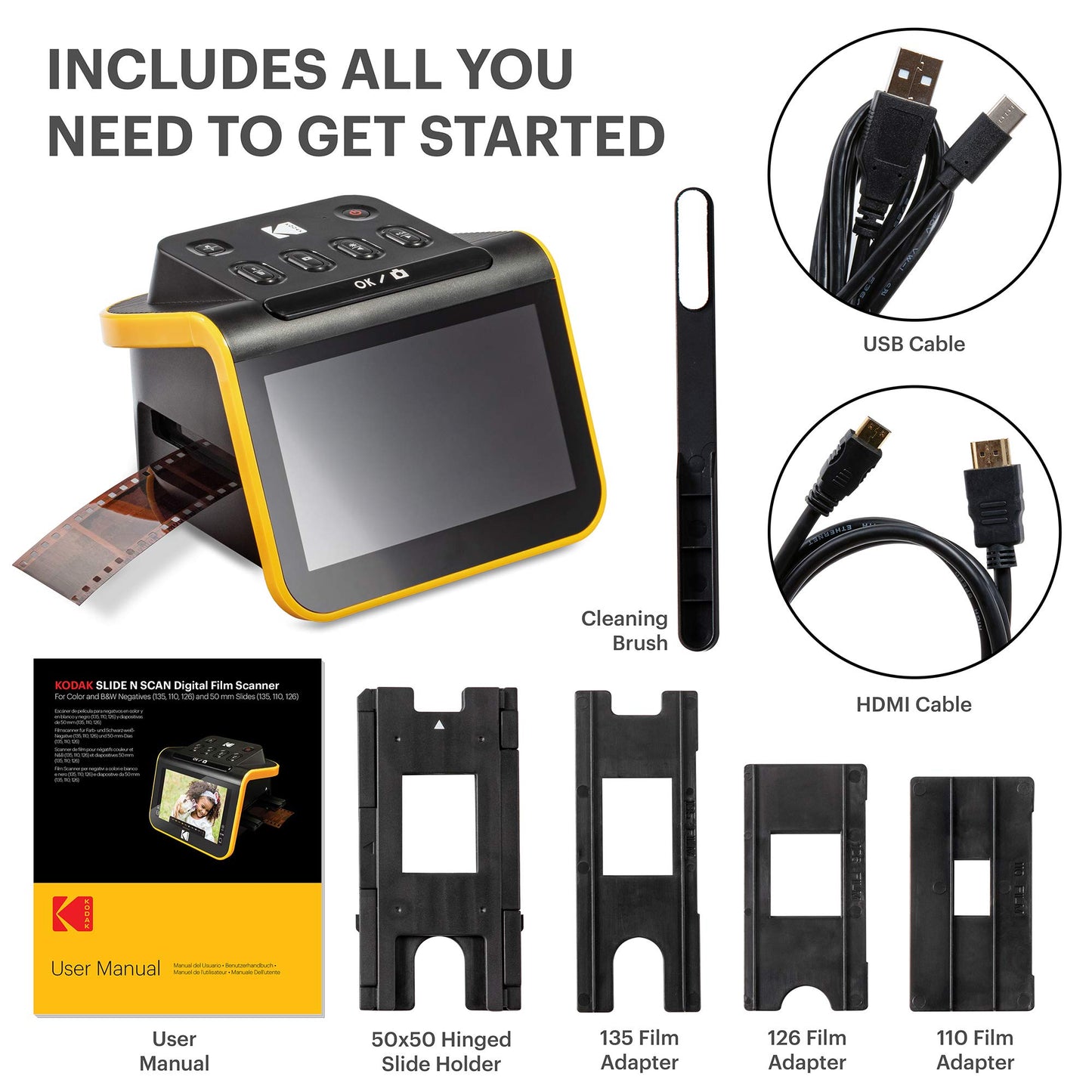 KODAK Slide N SCAN Film und Slide Scanner mit 5 Zoll LCD-Bildschirm, Schwarz
