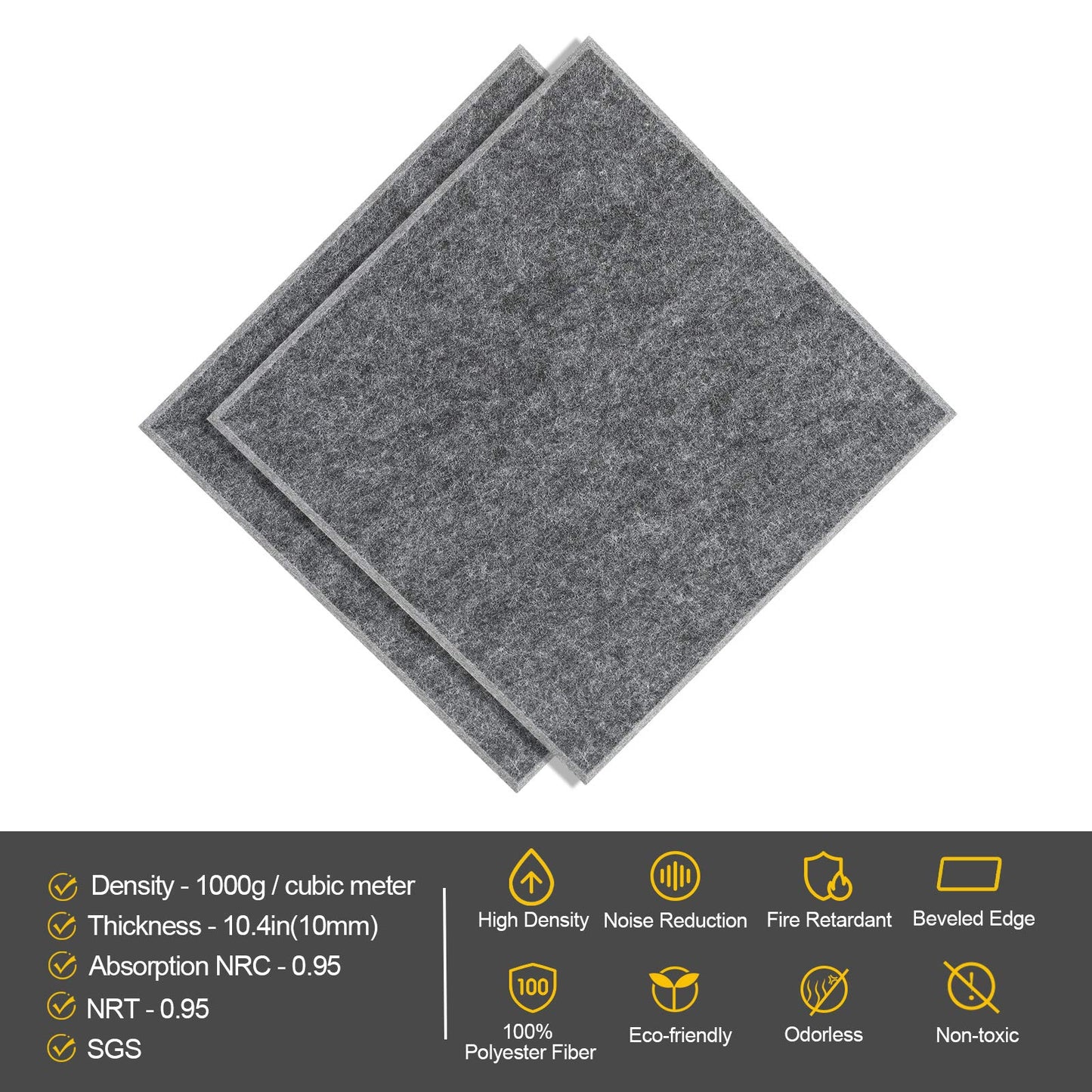 Akustik Panel, AGPtEK 12er Pack Akustische Absorptionsplatten 30,5x30,5x0.9 cm Schallschutzpaneele, Hohe Dichte Schallabsorbierende Akustik Panels für Haus & Büro, Wanddekor & Akustische Behandlung