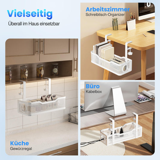 Cinati Kabelmanagement-Ablage unter dem Schreibtisch, Kabelmanagement unter dem Schreibtisch, ohne Bohren, Schreibtisch-Kabelmanagement-Box für Büro, Zuhause – keine Schäden am Schreibtisch