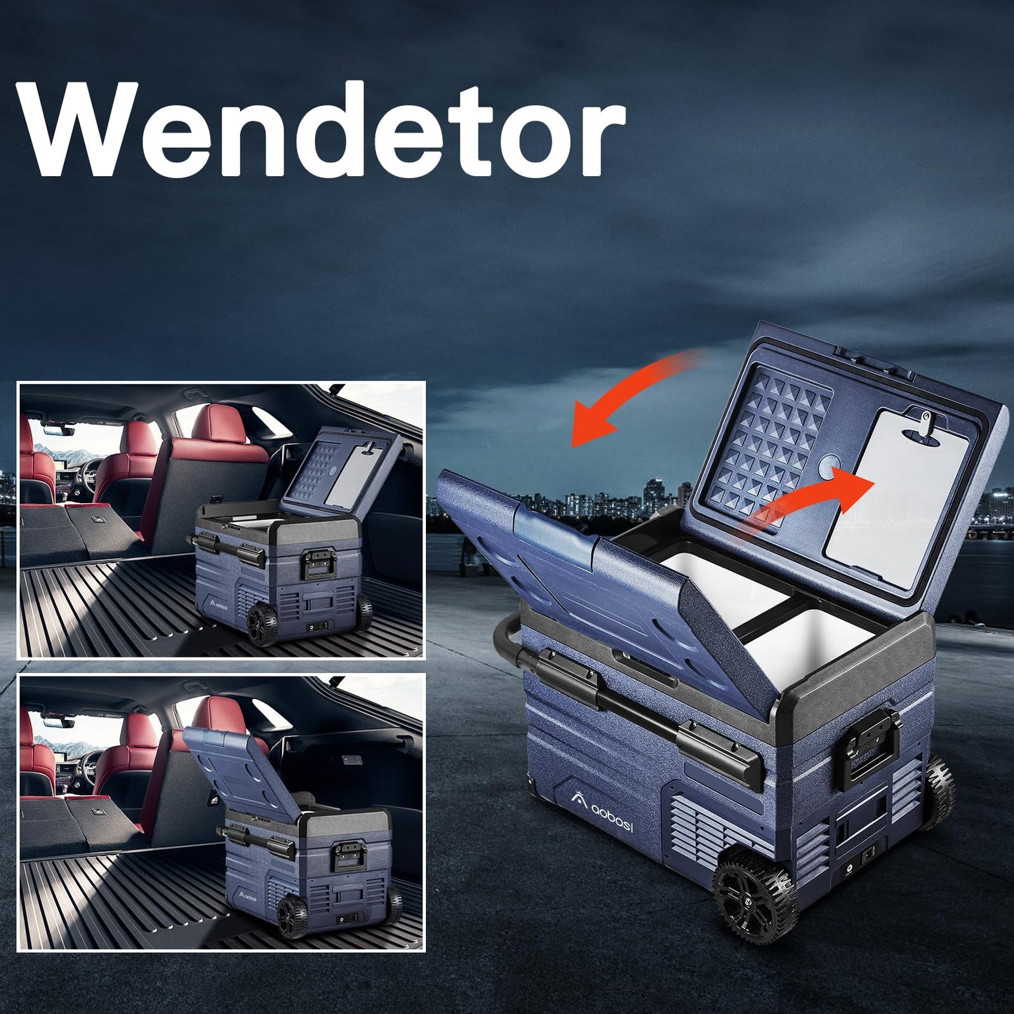AAOBOSI 35 L Kompressor Kühlbox Dual Zone, Kühlbox Auto Mit WIFI-APP-Steuerung USB-Anschluss, 12/24 V und 100-240 V Kühlbox bis -20 °C für Auto, Lkw, Boot, Reisemobil,Camping