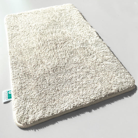 casa pura Badematte Creme weicher, Flauschiger Badezimmerteppich in Shaggy Optik, Badvorleger rutschfest waschbar - Duschvorleger, Teppich Fußmatte für Badezimmer, Dusche 50x80 cm, Ivory Sky Soft