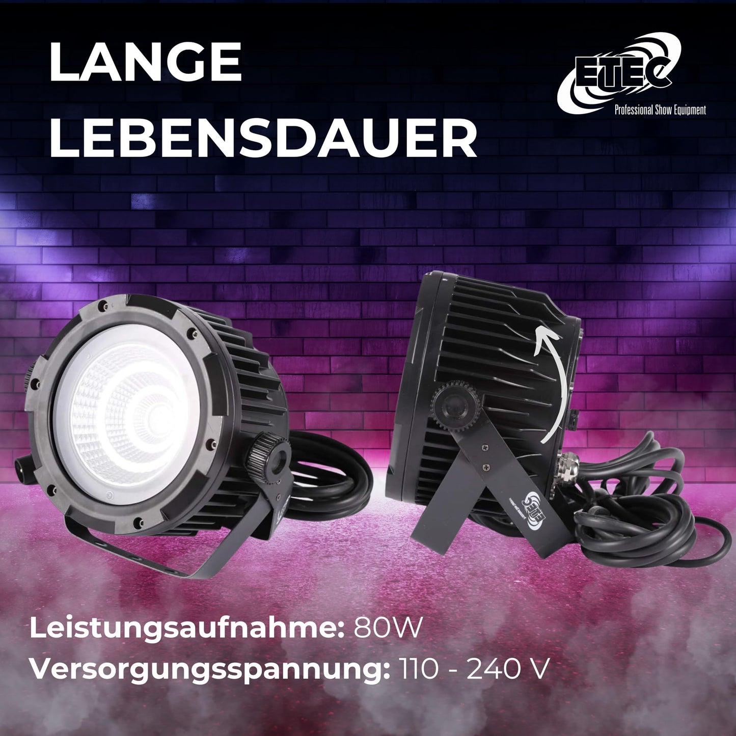 ETEC Professional LED Outdoor Scheinwerfer Slim Spot 60 DMX IP65 Wetterfest Veranstaltung Bühnenbeleuchtung Party Disco Show DJ Farbmischung