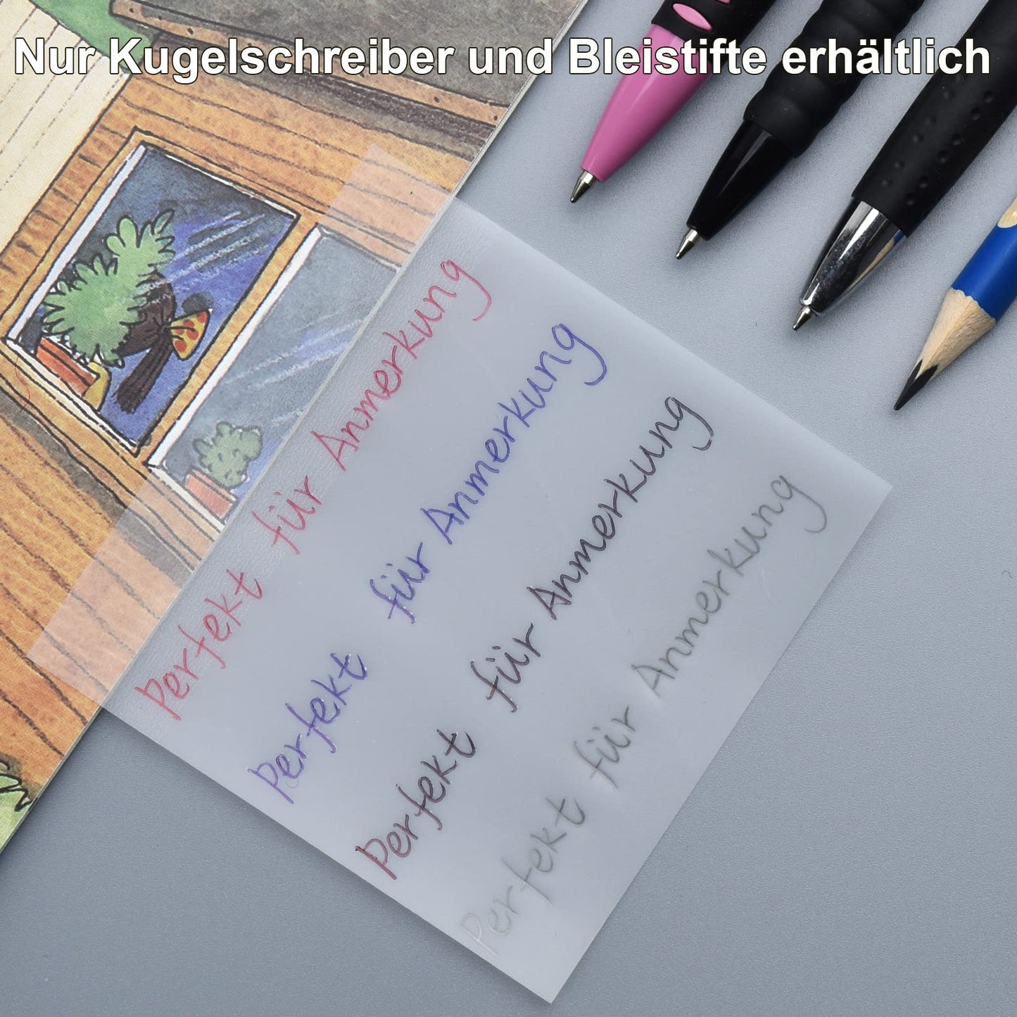 150 Blätter Transparente Haftnotizen, Wasserdichte Selbstklebendes Sticky Notes, Wiederbeschreibbare Notizzettel für Schule/Büro/Hause
