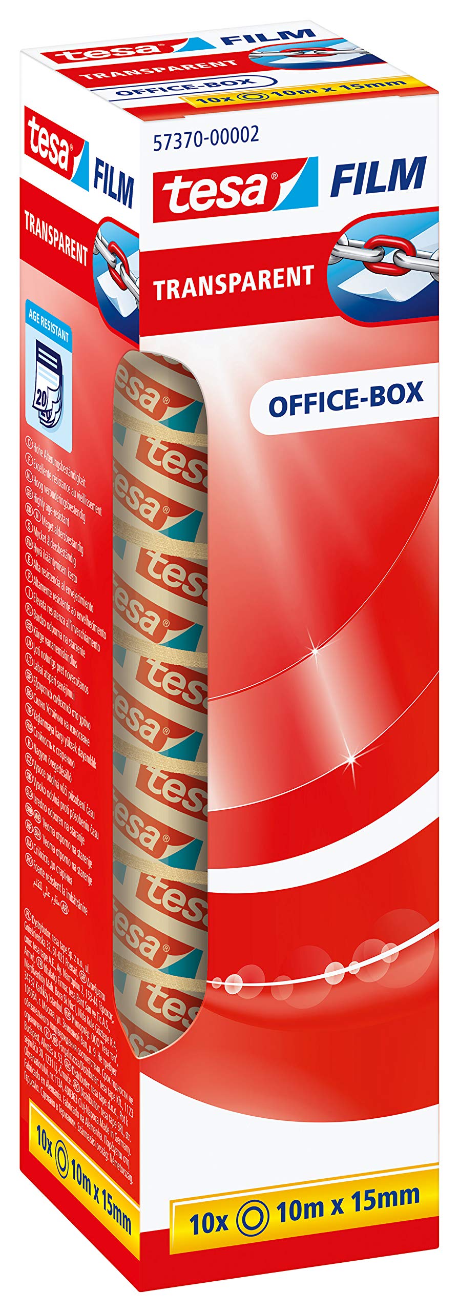 tesa film transparent, 10m x 15mm, 10 Rollen (2x 10 Rollen)