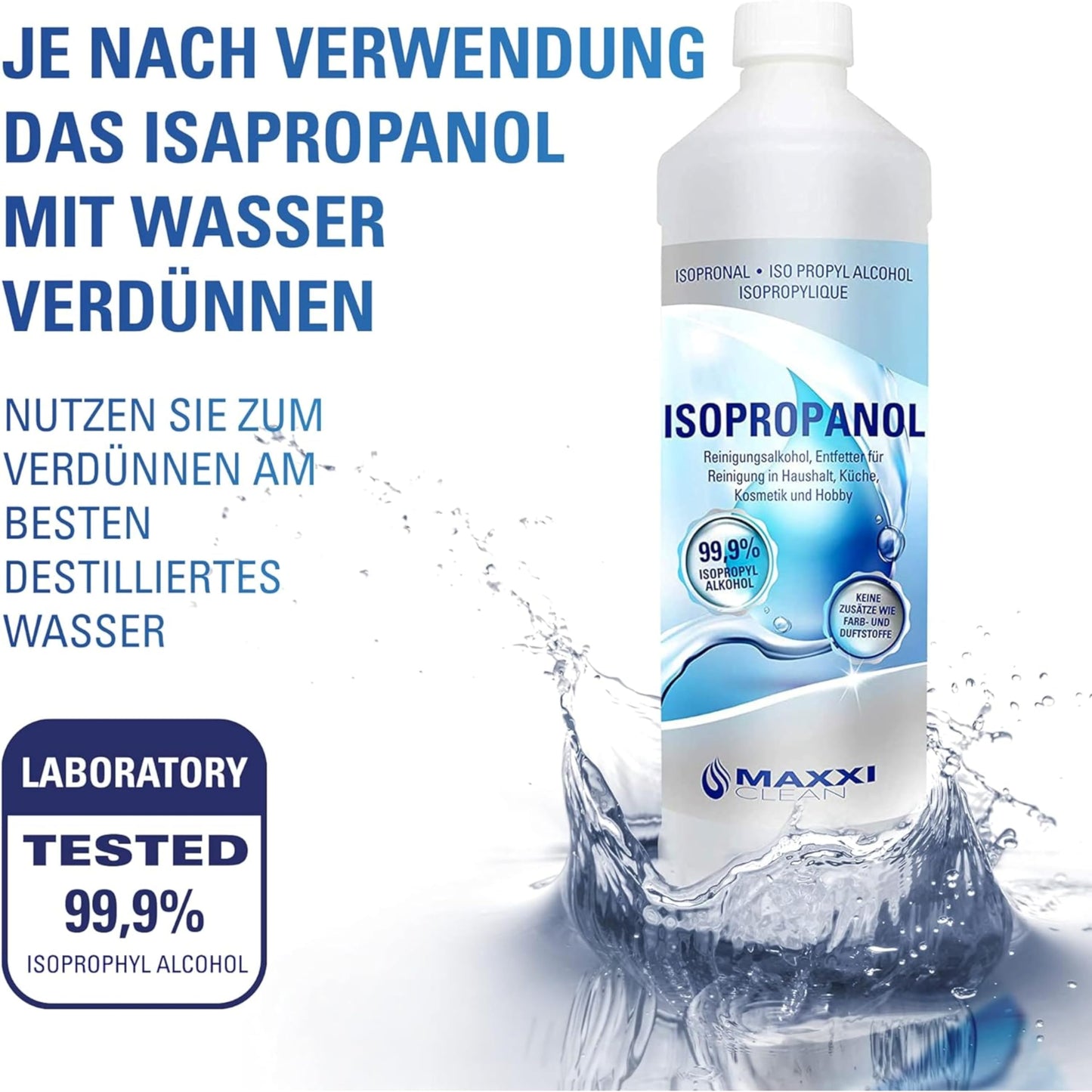 Maxxi Clean | Reines Isopropanol (99,9%) Reinigungsalkohol | 1x 750 ml Fettlöser & Lösungsmittel | rückstandsfrei anwendbar zur Reinigung von elekt. Bauteilen, Schallplatten, Druckköpfen und mehr