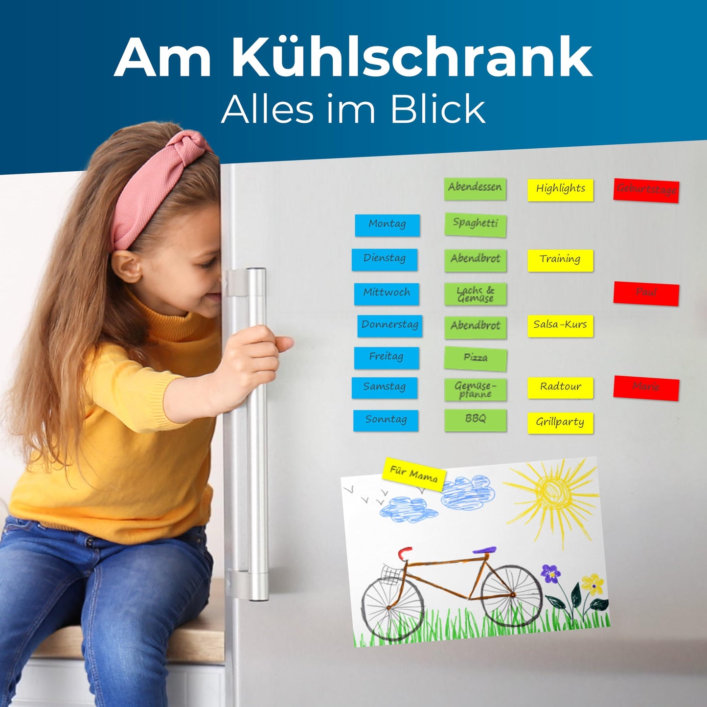 YOURGANIZE® Magnetstreifen beschreibbar | 80 Stück, 60x20 mm | Magnetschilder zum Beschriften | Für Kühlschrank, Whiteboard & Tafel | Magnetstreifen