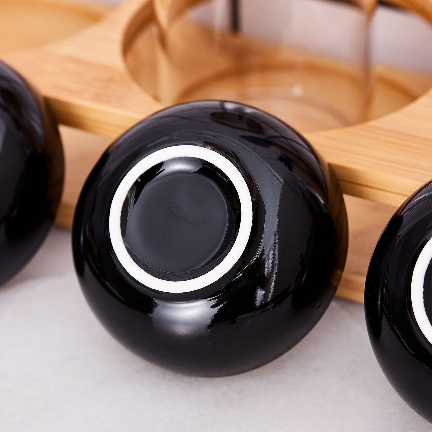 Swuut Keramik Saucenschälchen,60 ml Dipschalen Dip Sojasauce, Mini-Sushi Schüssel Set,Kleine Dipp-Soja-Schalen Rund, 6 Stück (Schwarz)