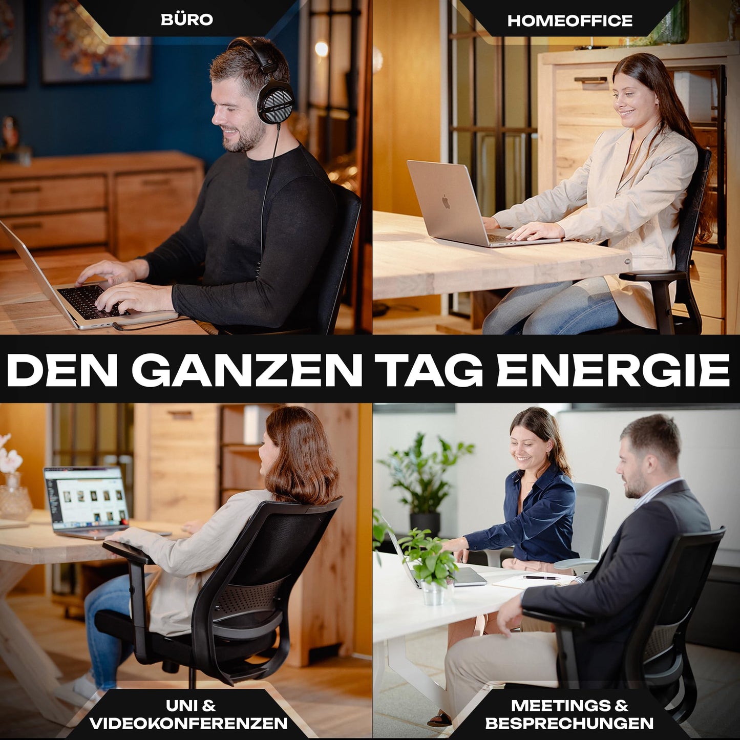 VALKENSTOL M2 Bürostuhl Ergonomisch mit individuell konfigurierbarer Armlehne und Kopfstütze für maximale Bewegungsfreiheit - bequemer ergonomischer Schreibtischstuhl für Büro und Home Office Chair