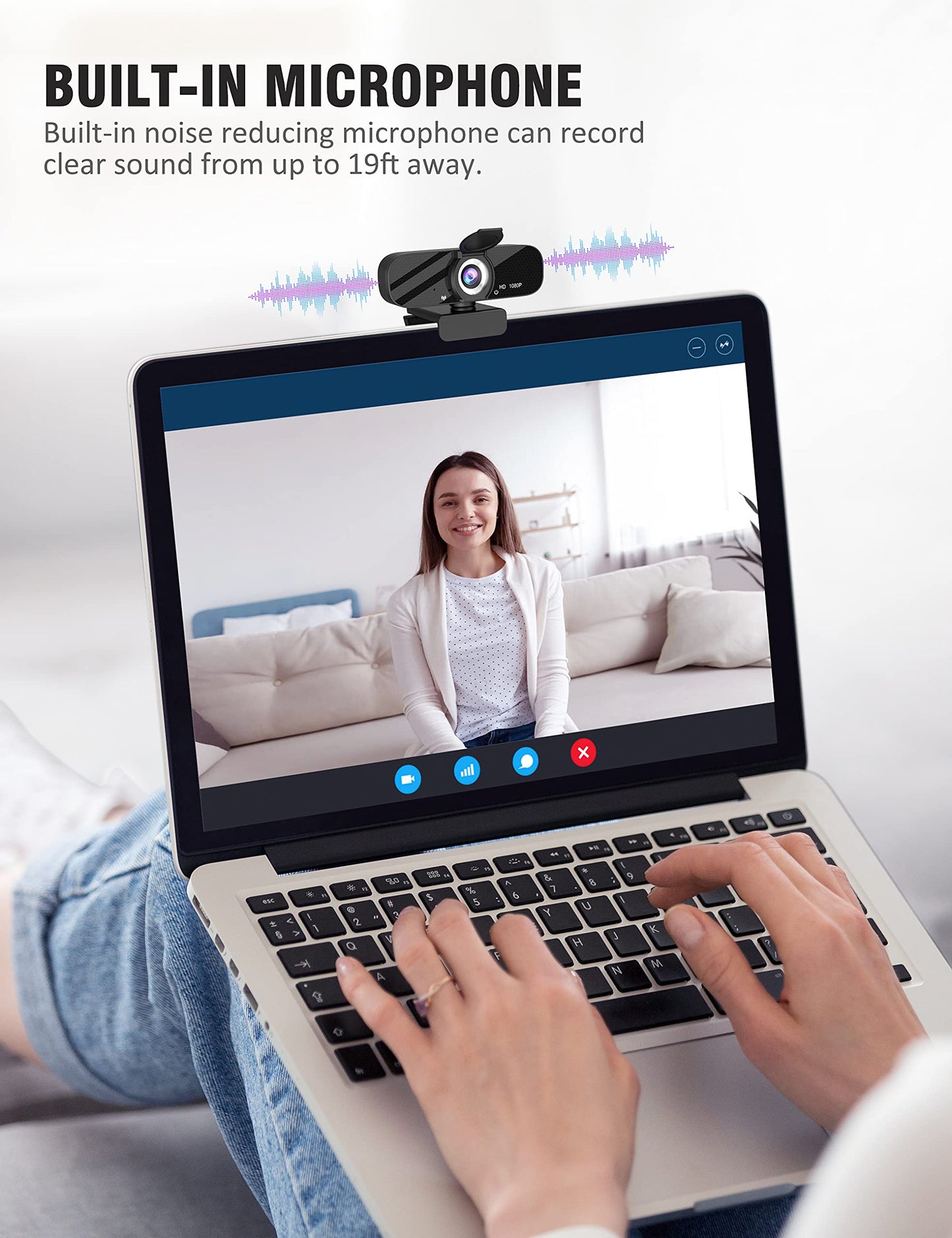 Gohero Full HD 1080P Video-Webcam und Weitwinkelkamera mit integriertem Mikrofon und drehbarem Stativ, für Laptop oder Desktop-PC, ideal für Live-Streaming, Anrufe, Videokonferenzen