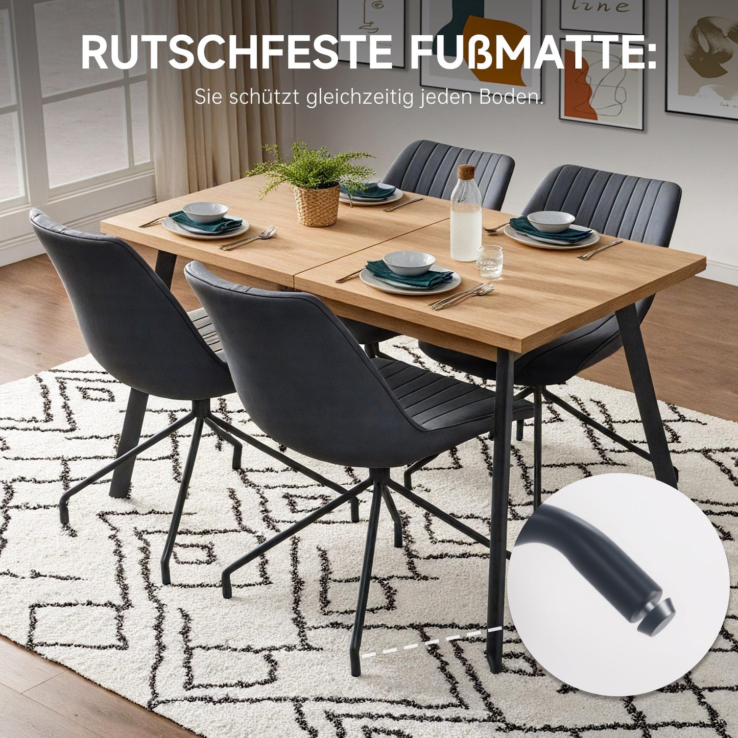 Twinice Esszimmerstühle 4er Set Schwarz – Drehbare Polsterstühle mit Metallbeinen