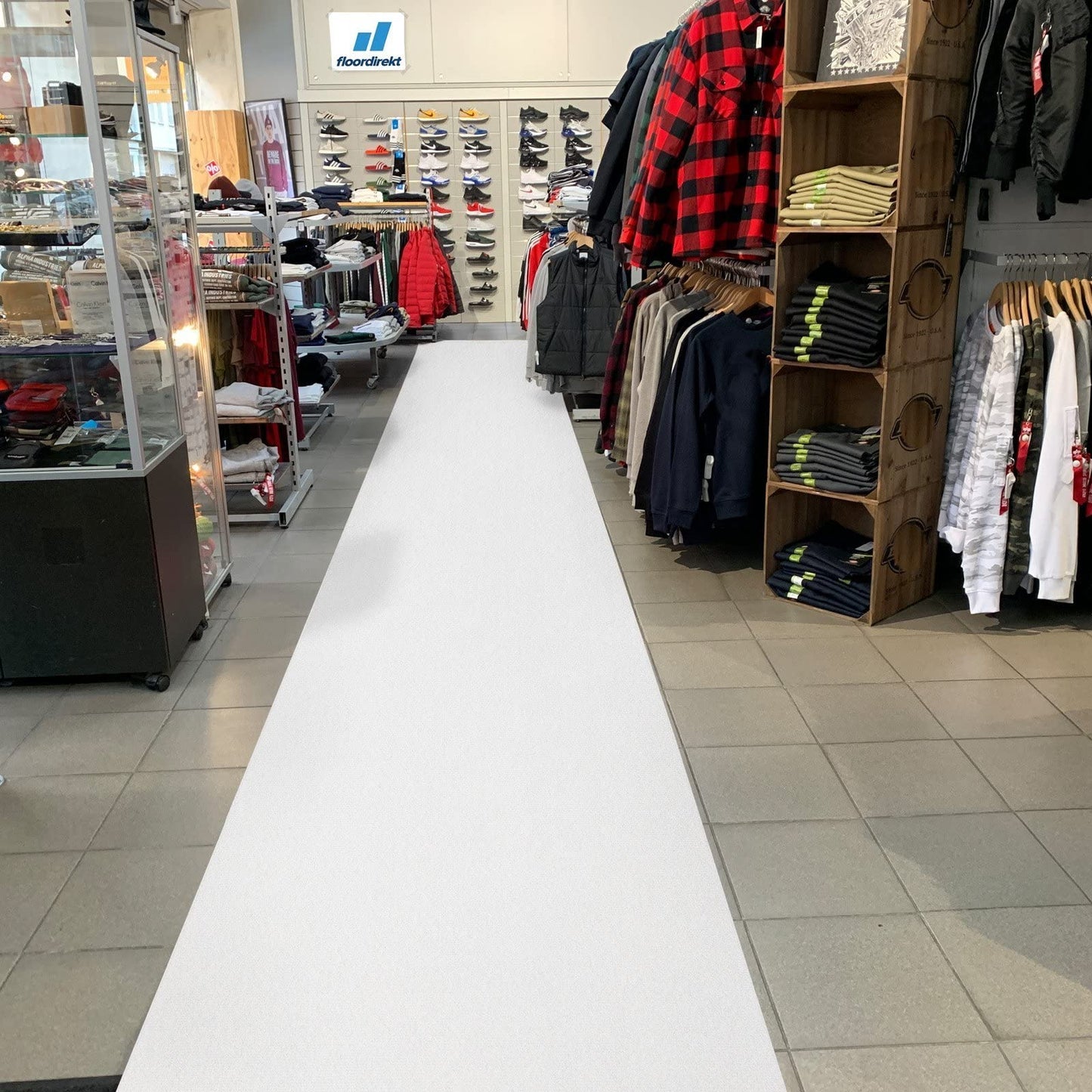 Floordirekt Hochzeitsteppich Weiß 100 x 1500 cm - VIP Läufer Event Teppich Premierenteppich Empfangsteppich Messeteppich - Wunschmaß