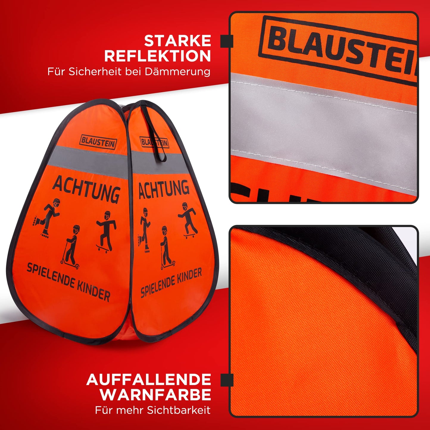 BLAUSTEIN Warnwürfel 2X - Mehr Sicherheit für Kinder Straßenwarnschild Spielende Kinder