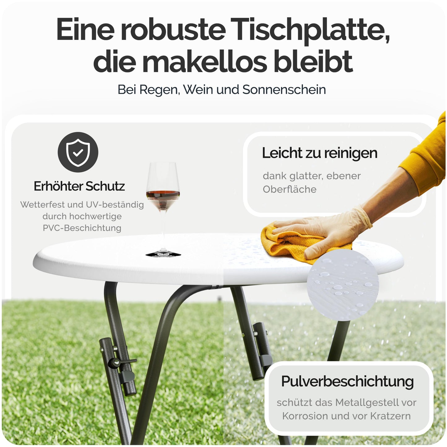 Casaria® Stehtisch 2er Set Klappbar Höhe 110cm Ø 60cm Beistelltisch Klapptisch Bartisch Cocktail Holz Esstisch Rund Hochtisch Garten Gartentisch weiß
