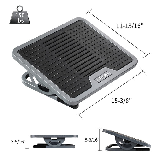 EUREKA ERGONOMIC Fußstütze Verstellbar Fußauflage mit Massagefläche Büro Schreibtisch Fußbank für Büro und Zuhause Schwarz und Grau